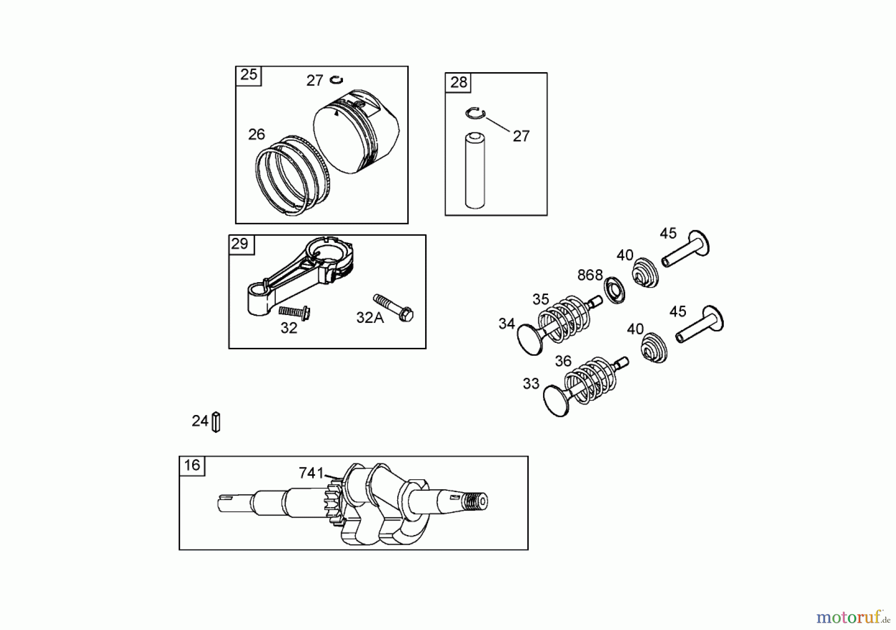 Toro Neu Mowers, Walk-Behind Seite 1 20053 - Toro Super Recycler Lawn Mower, 2005 (250000001-250999999) CRANKSHAFT ASSEMBLY BRIGGS AND STRATTON 125K02-0189-E1