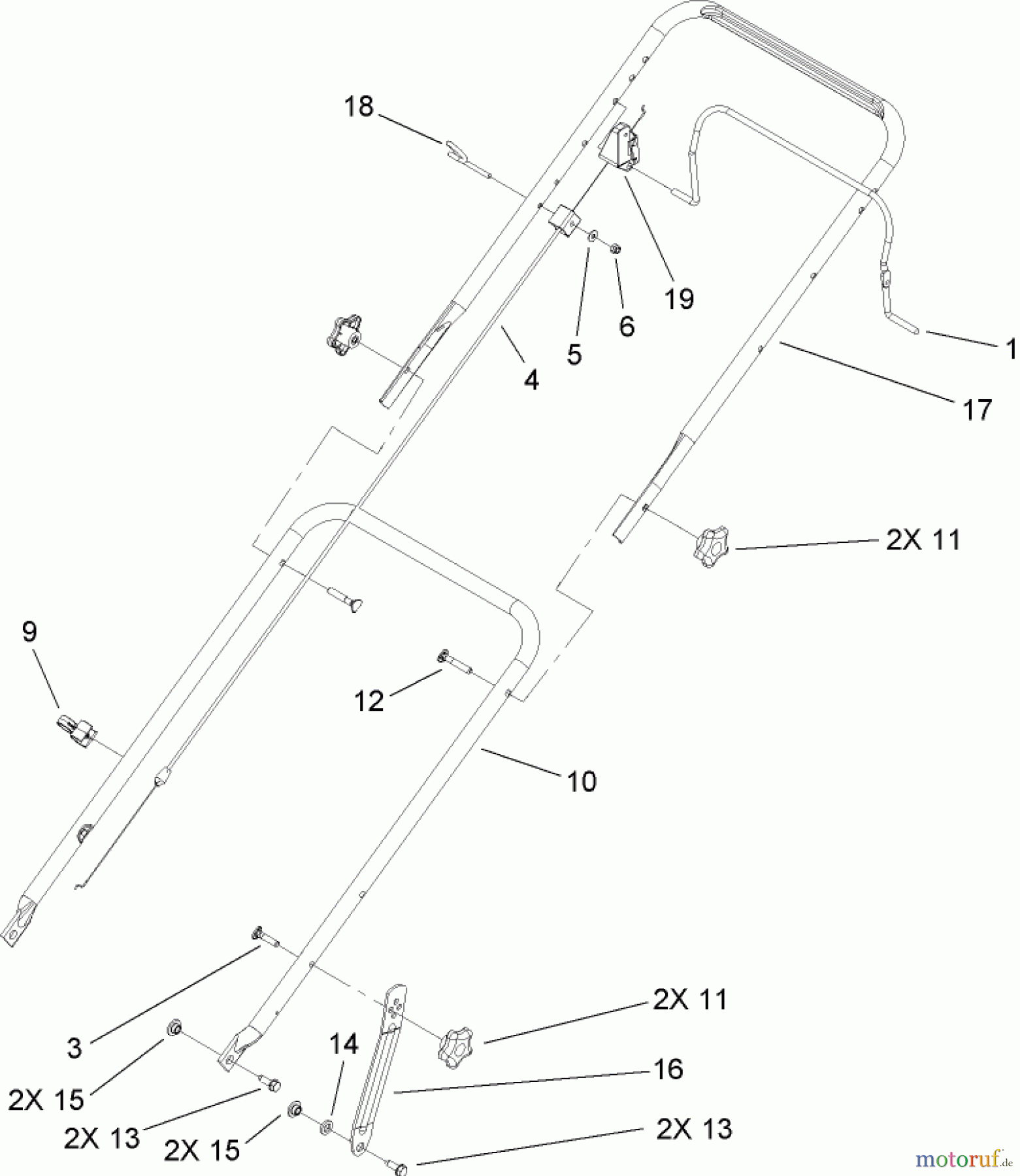 Toro Neu Mowers, Walk-Behind Seite 1 20053 - Toro Super Recycler Lawn Mower, 2007 (270000001-270999999) HANDLE ASSEMBLY
