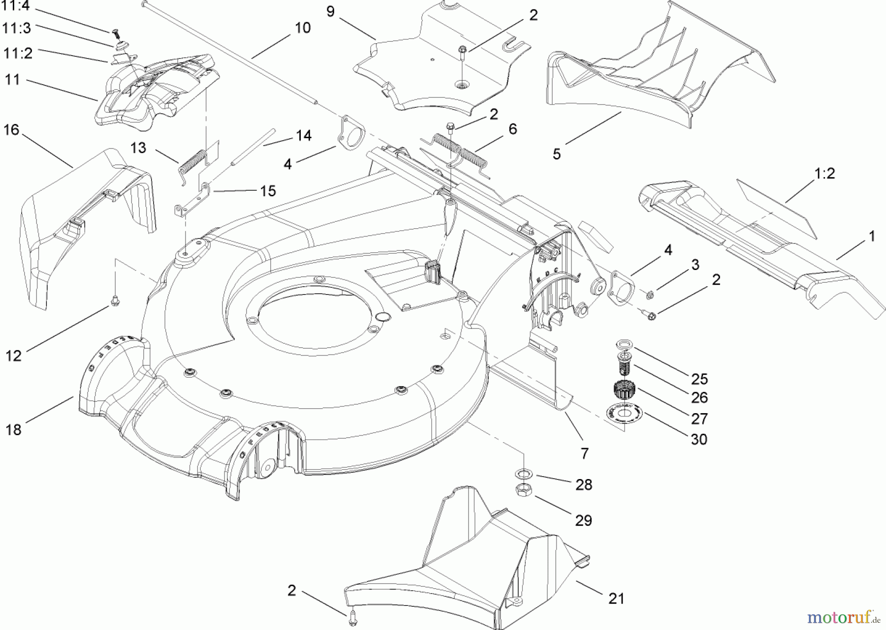 Toro Neu Mowers, Walk-Behind Seite 1 20053 - Toro Super Recycler Lawn Mower, 2007 (270000001-270999999) HOUSING ASSEMBLY