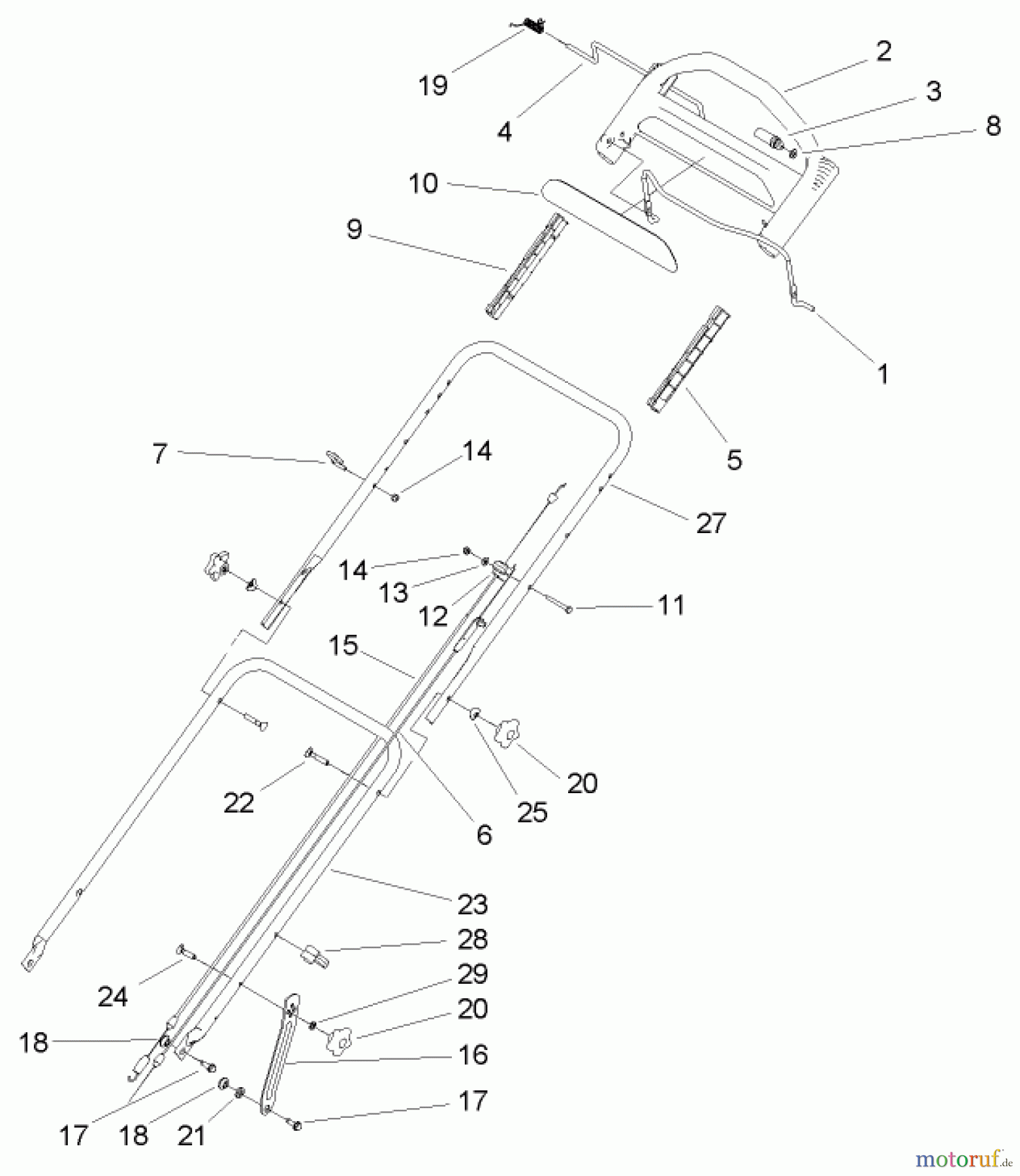 Toro Neu Mowers, Walk-Behind Seite 1 20054 - Toro Super Recycler Lawn Mower, 2005 (250000001-250999999) HANDLE ASSEMBLY