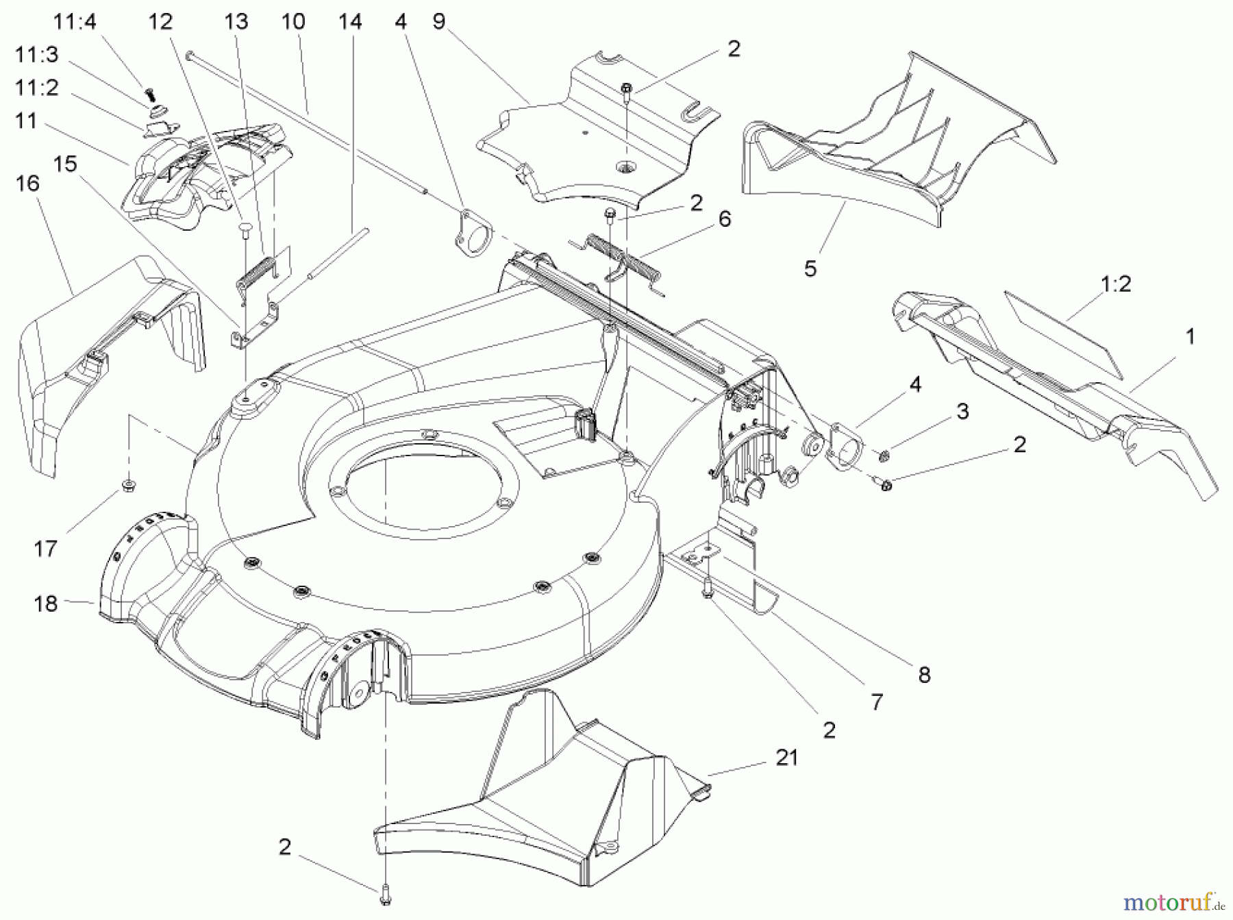 Toro Neu Mowers, Walk-Behind Seite 1 20054 - Toro Super Recycler Lawn Mower, 2006 (260000001-260999999) HOUSING ASSEMBLY