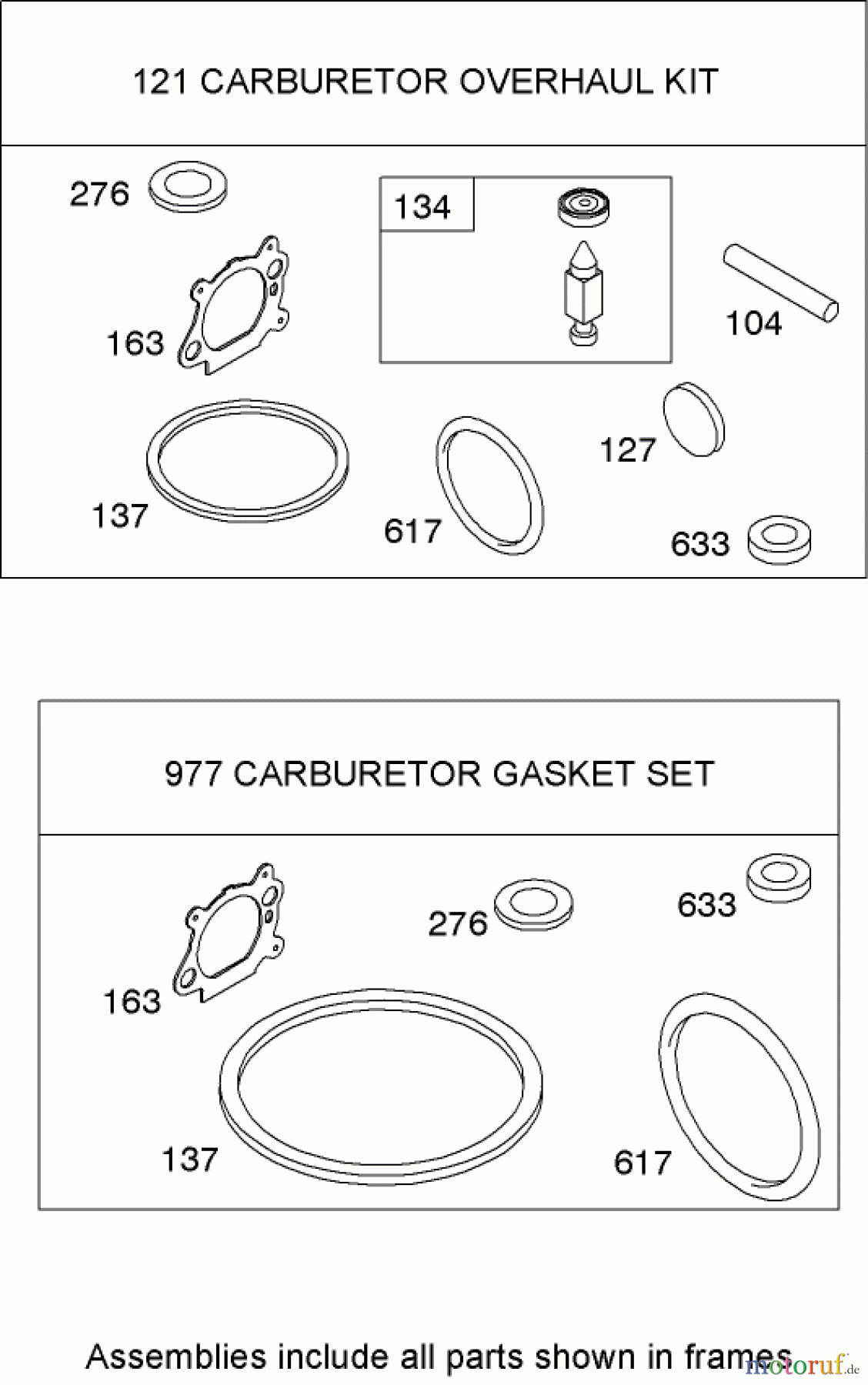  Toro Neu Mowers, Walk-Behind Seite 1 20055 - Toro Super Recycler Lawn Mower, 2007 (270000001-270999999) CARBURETOR OVERHAUL KIT BRIGGS AND STRATTON 126T02-0206-E1