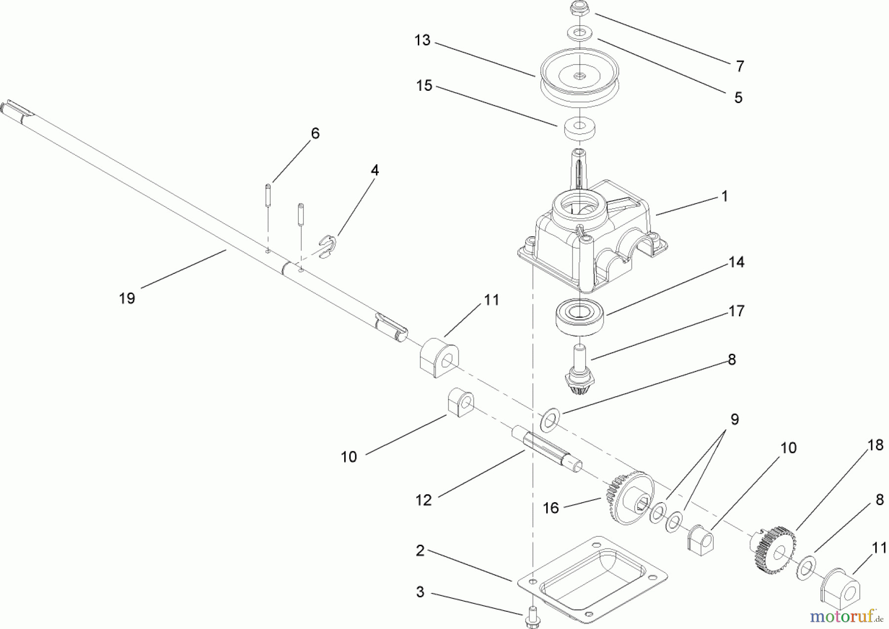 Toro Neu Mowers, Walk-Behind Seite 1 20055 - Toro Super Recycler Lawn Mower, 2007 (270000001-270999999) GEAR CASE ASSEMBLY NO. 108-8140