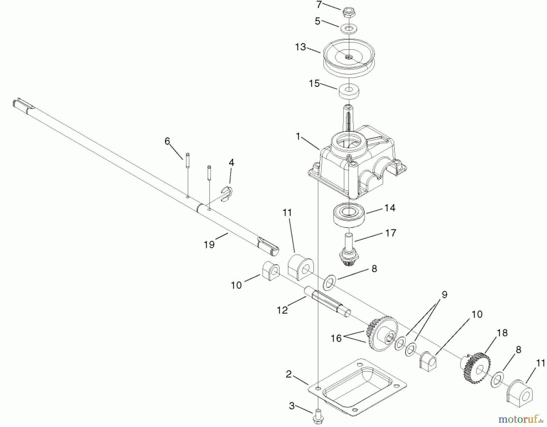 Toro Neu Mowers, Walk-Behind Seite 1 20058 - Toro Super Recycler Lawn Mower, 2005 (250000001-250999999) GEAR CASE ASSEMBLY NO. 108-8140