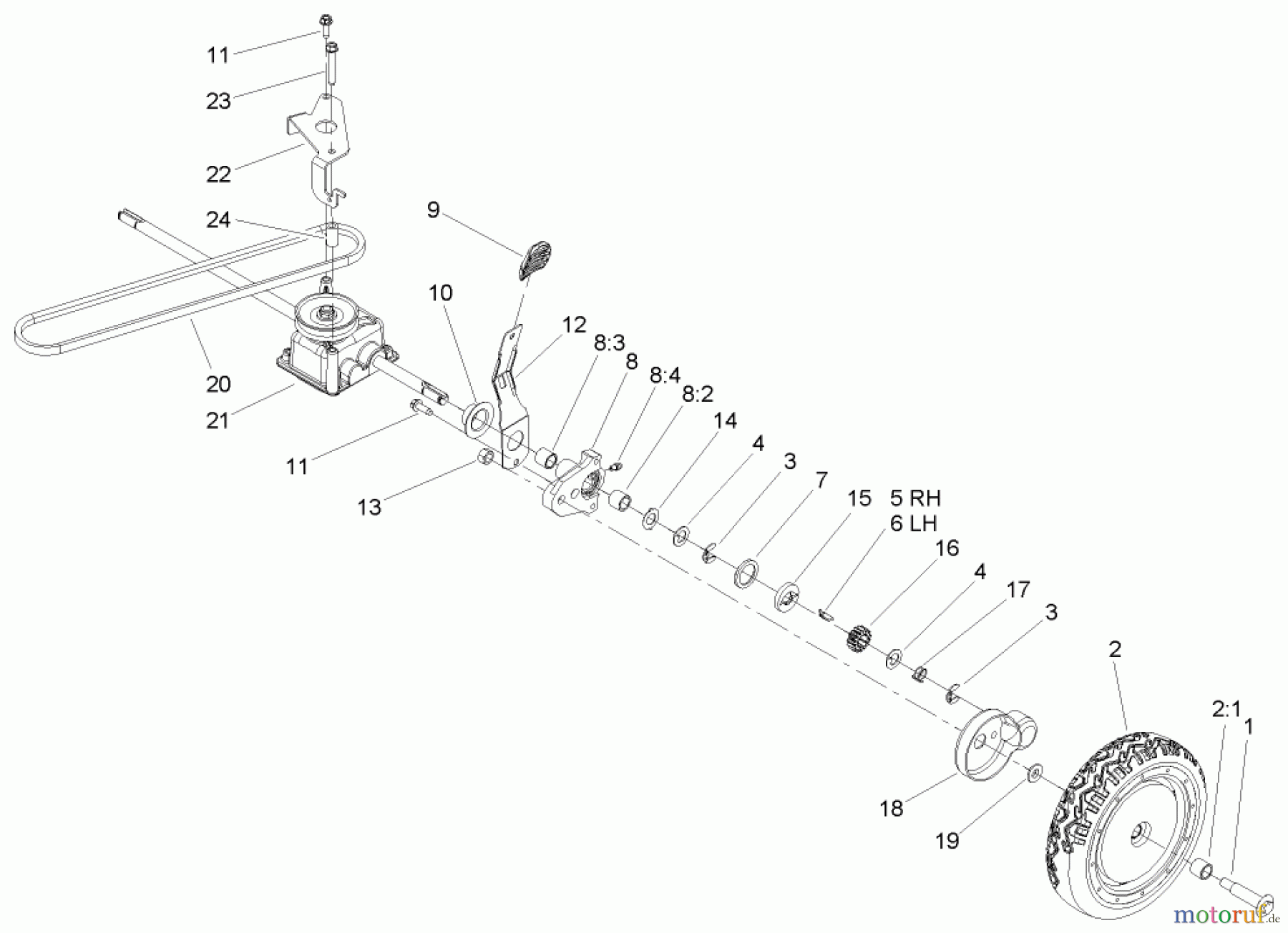 Toro Neu Mowers, Walk-Behind Seite 1 20058 - Toro Super Recycler Lawn Mower, 2005 (250000001-250999999) TRANSMISSION ASSEMBLY