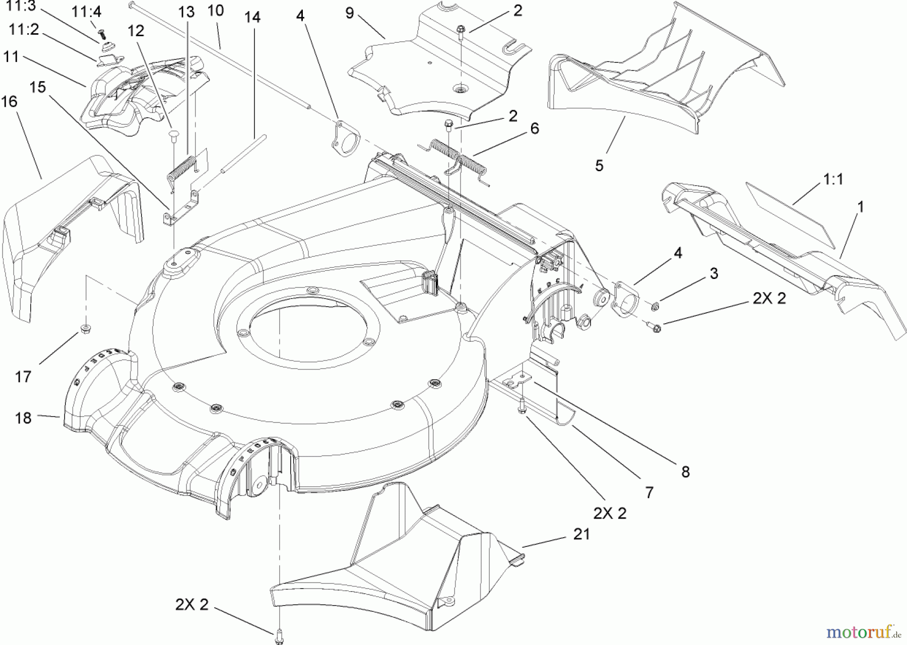 Toro Neu Mowers, Walk-Behind Seite 1 20058 - Toro Super Recycler Lawn Mower, 2006 (260000001-260999999) HOUSING ASSEMBLY