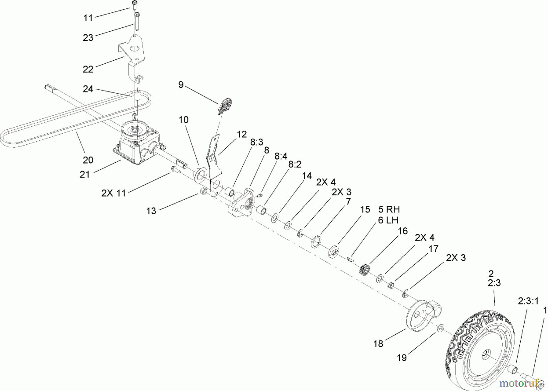 Toro Neu Mowers, Walk-Behind Seite 1 20091 - Toro Super Recycler Lawn Mower, 2008 (280000001-280999999) TRANSMISSION ASSEMBLY