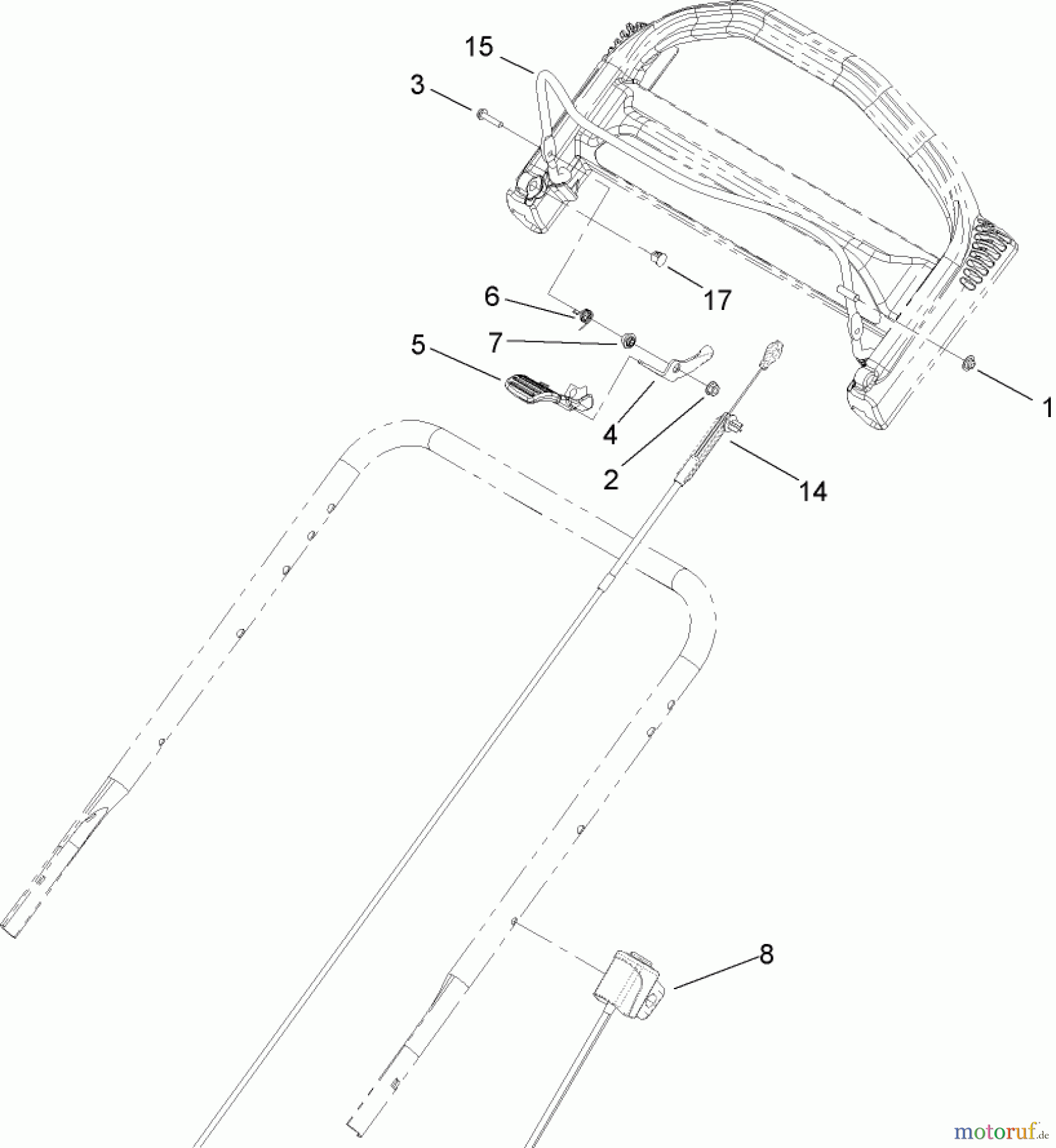 Toro Neu Mowers, Walk-Behind Seite 1 20093 - Toro Super Recycler Lawn Mower, 2008 (280000001-280999999) BRAKE BAIL AND CABLE ASSEMBLY