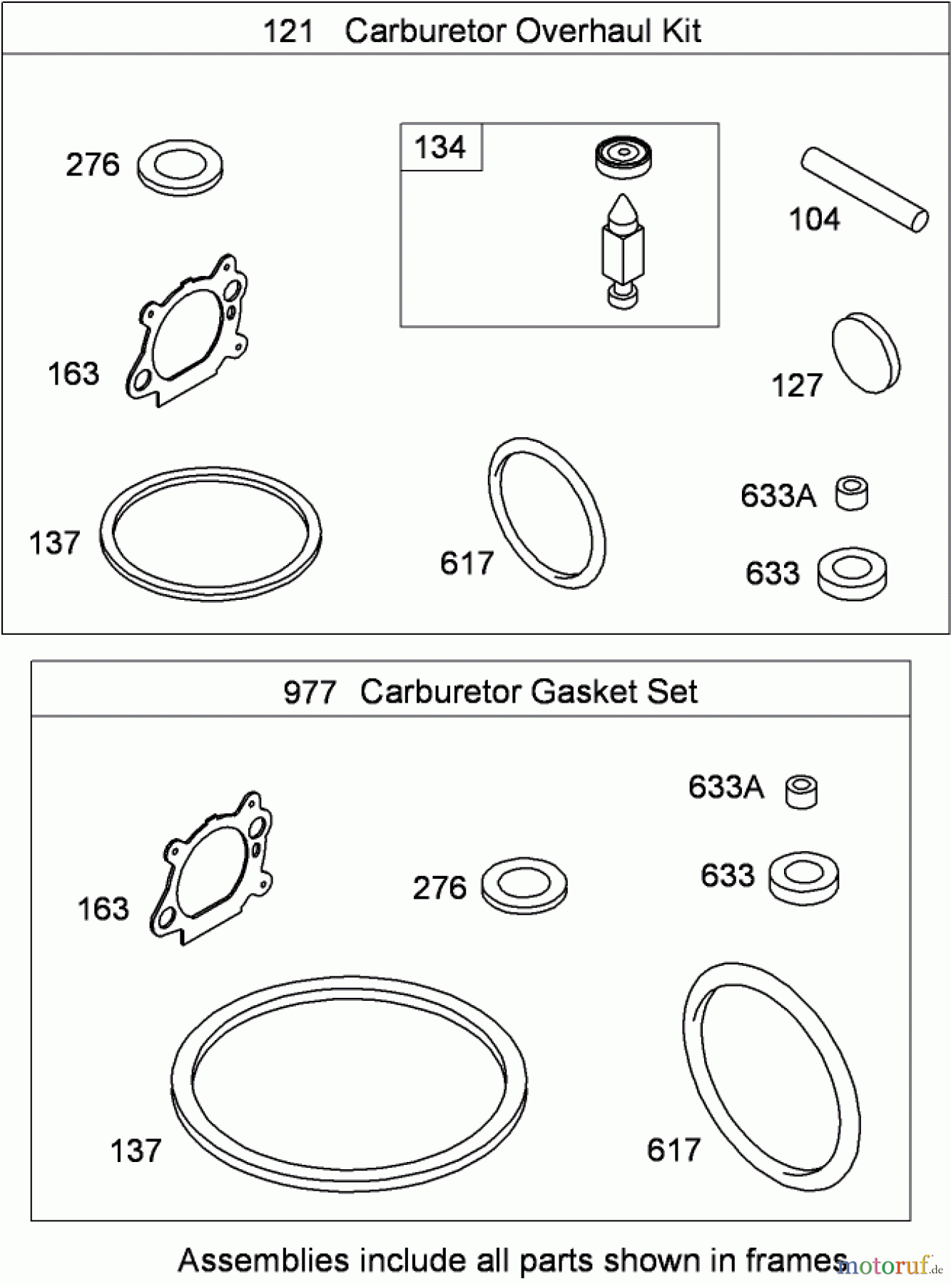 Toro Neu Mowers, Walk-Behind Seite 1 20093 - Toro Super Recycler Lawn Mower, 2008 (280000001-280999999) CARBURETOR OVERHAUL KIT BRIGGS AND STRATTON 126T02-0225-B1