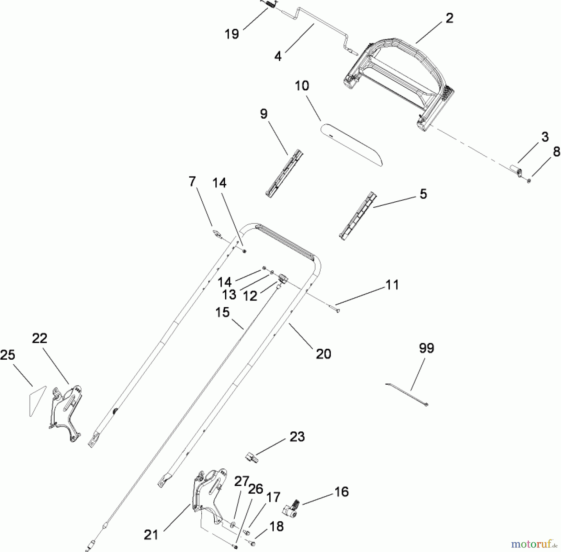Toro Neu Mowers, Walk-Behind Seite 1 20093C - Toro Super Recycler Lawn Mower, 2008 (280000001-280999999) HANDLE ASSEMBLY