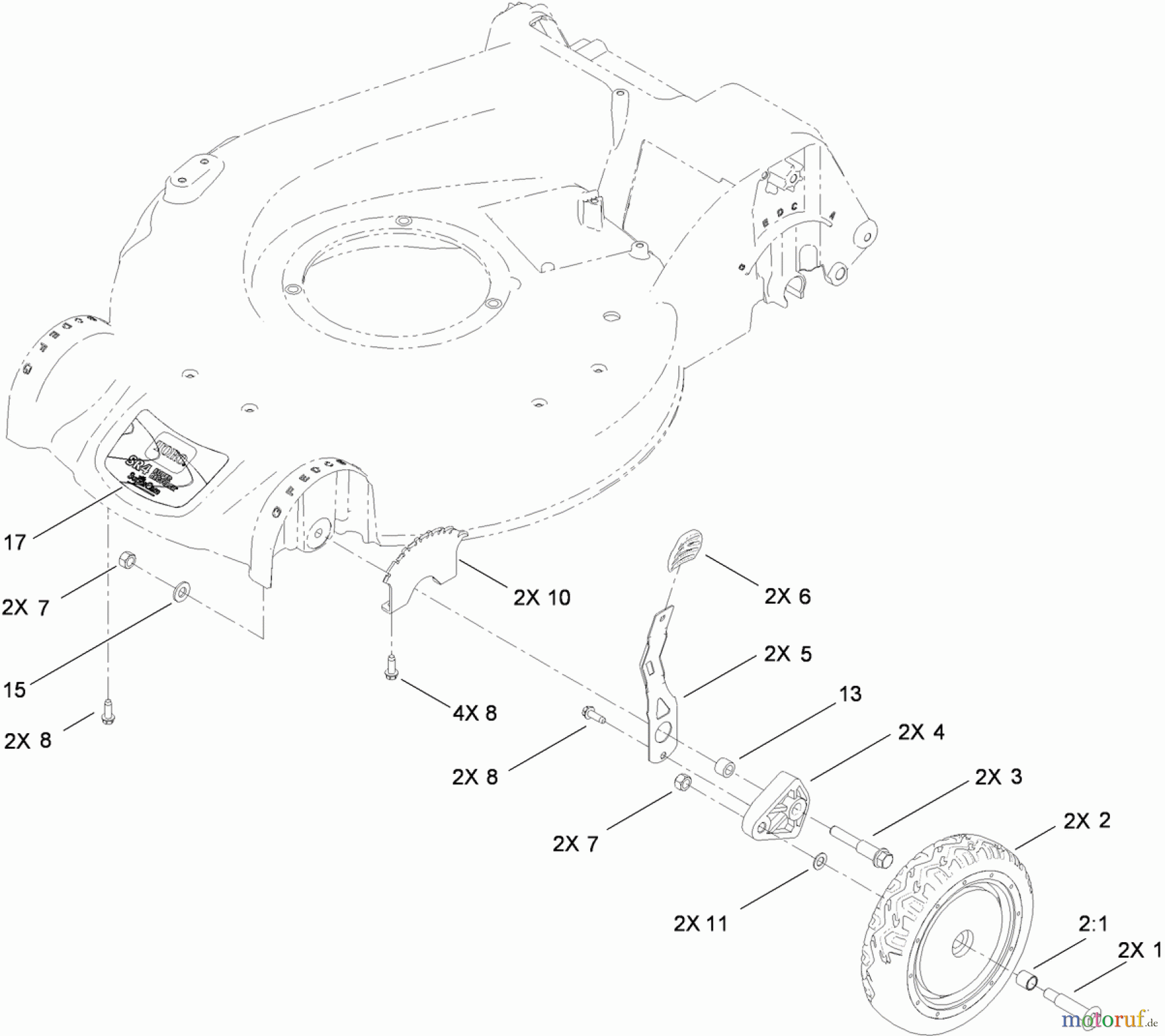 Toro Neu Mowers, Walk-Behind Seite 1 20095 - Toro Super Recycler Lawn Mower, 2010 (310000001-310004268) FRONT WHEEL AND HEIGHT-OF-CUT ASSEMBLY