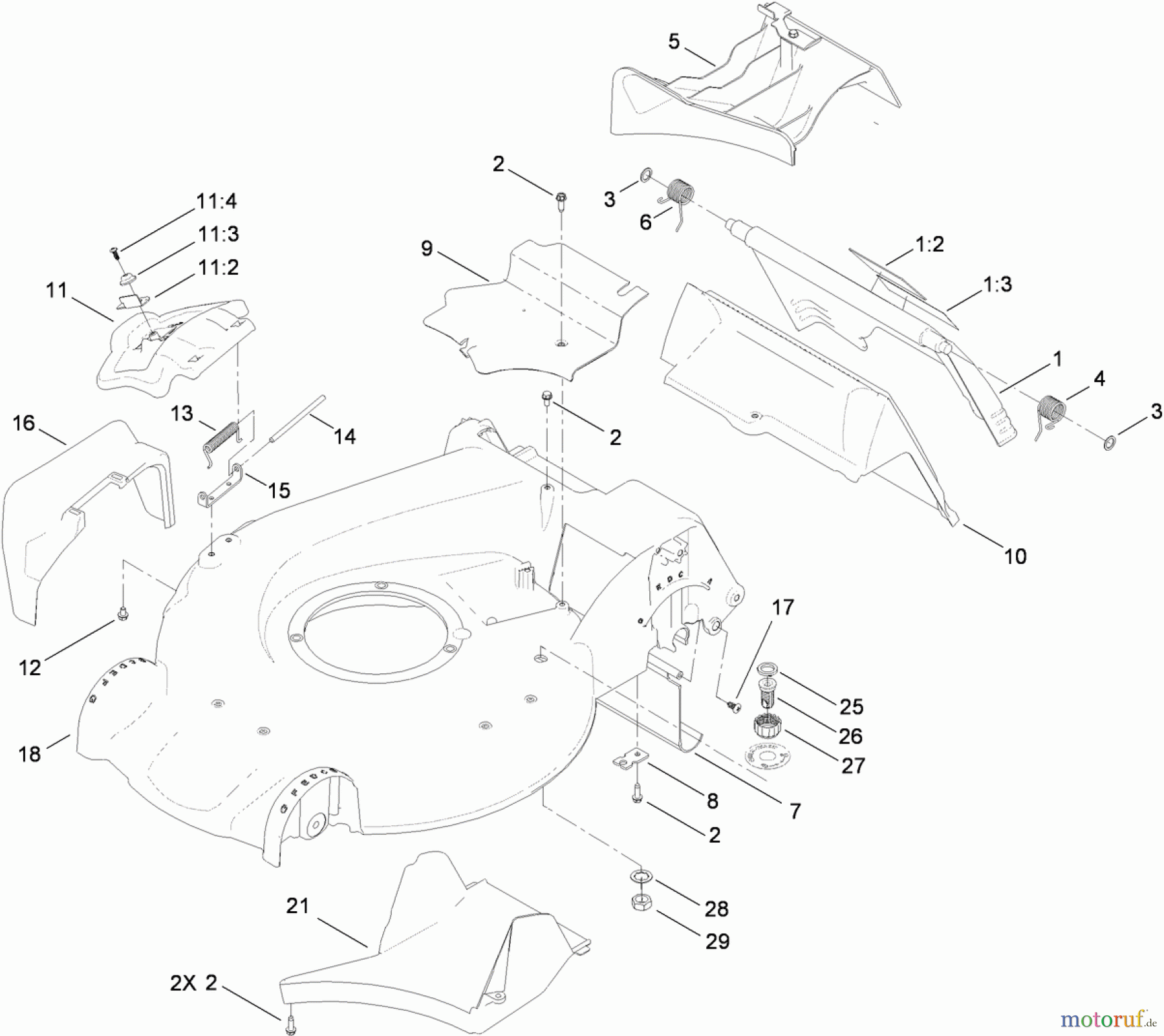 Toro Neu Mowers, Walk-Behind Seite 1 20095C - Toro Super Recycler Lawn Mower, 2010 (310000001-310999999) HOUSING AND REAR DOOR ASSEMBLY