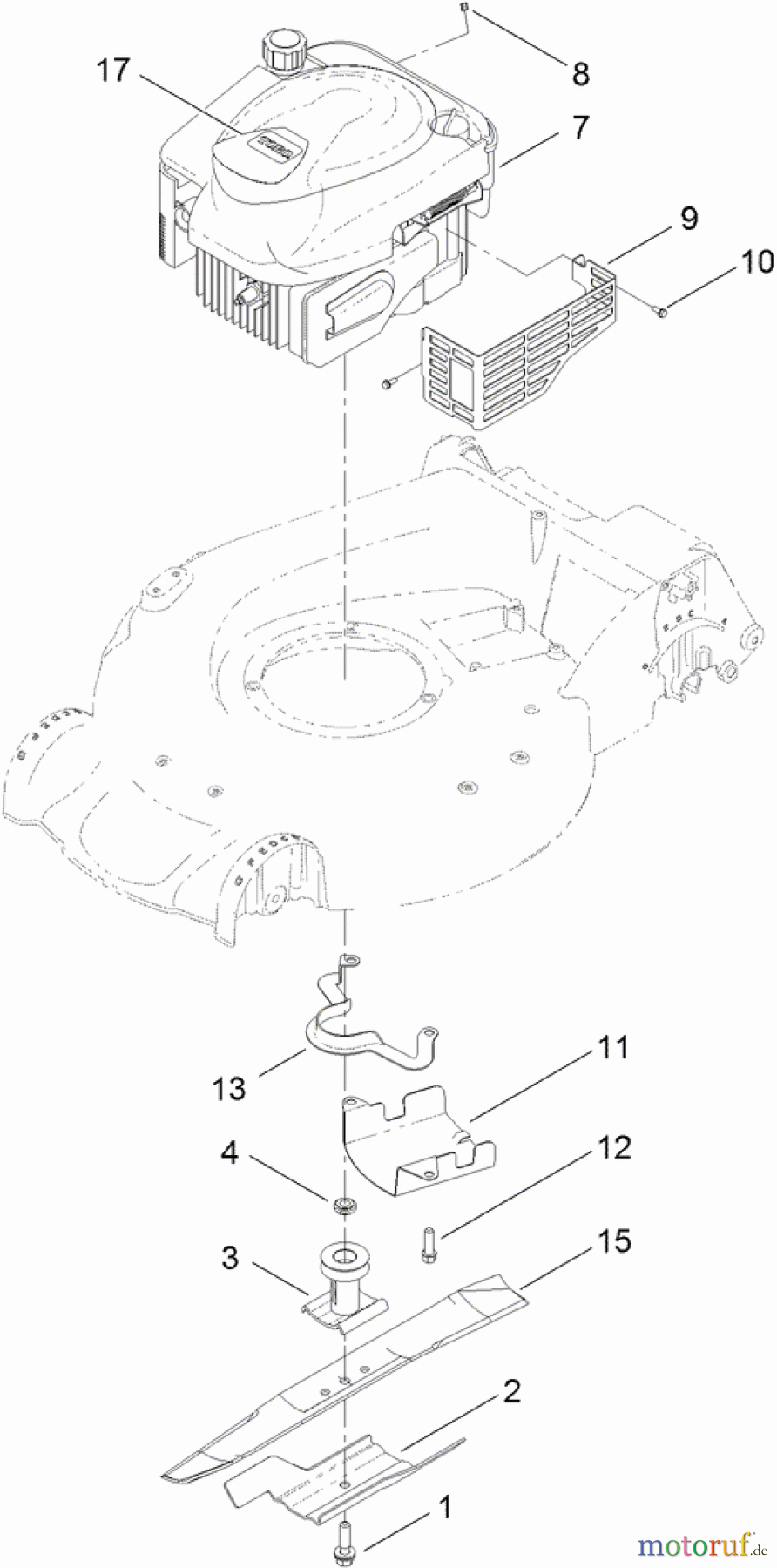 Toro Neu Mowers, Walk-Behind Seite 1 20095C - Toro Super Recycler Lawn Mower, 2011 (311000001-311999999) ENGINE AND BLADE ASSEMBLY