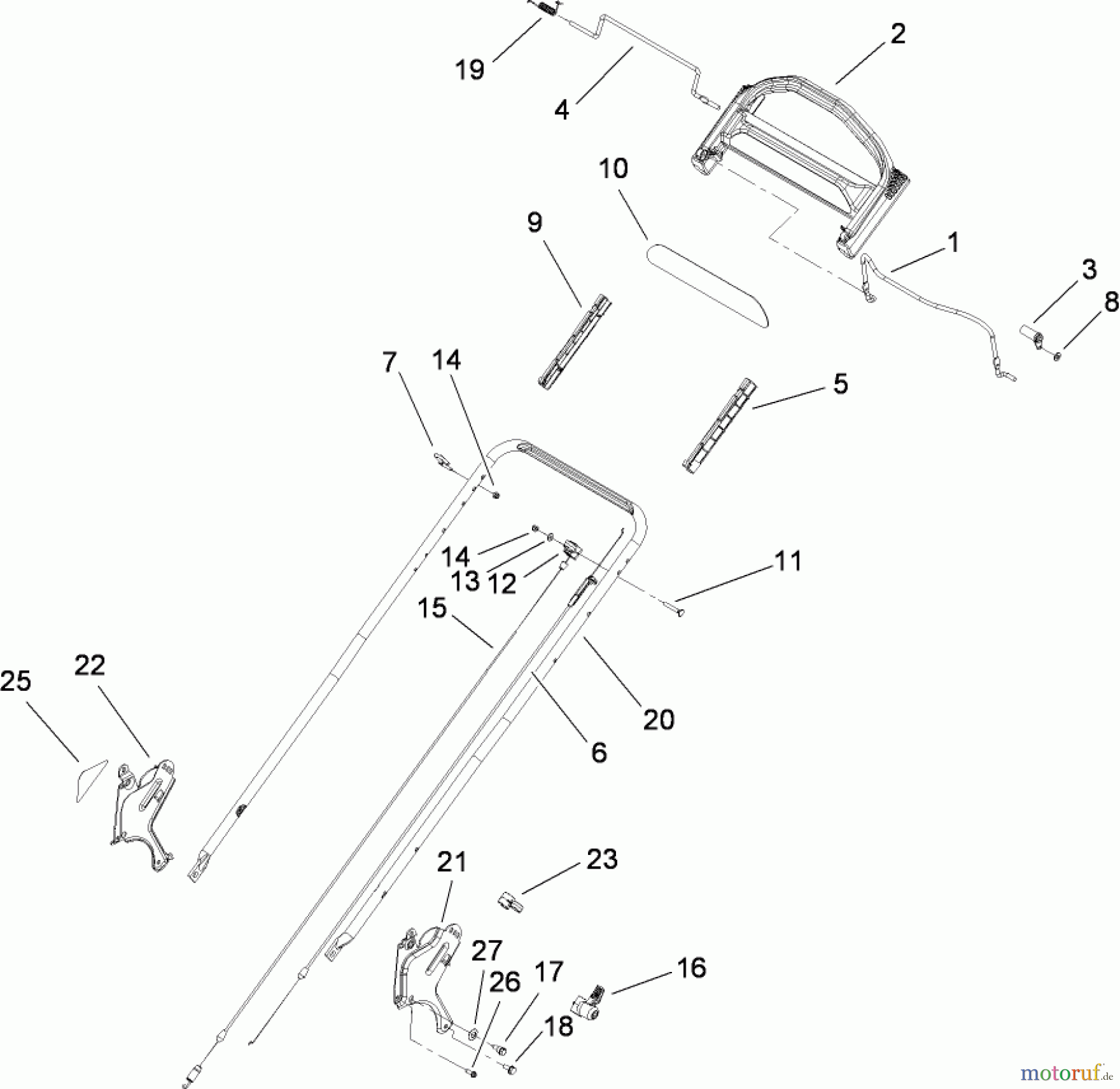 Toro Neu Mowers, Walk-Behind Seite 1 20099 - Toro Super Recycler Lawn Mower, 2008 (280000001-280999999) HANDLE ASSEMBLY