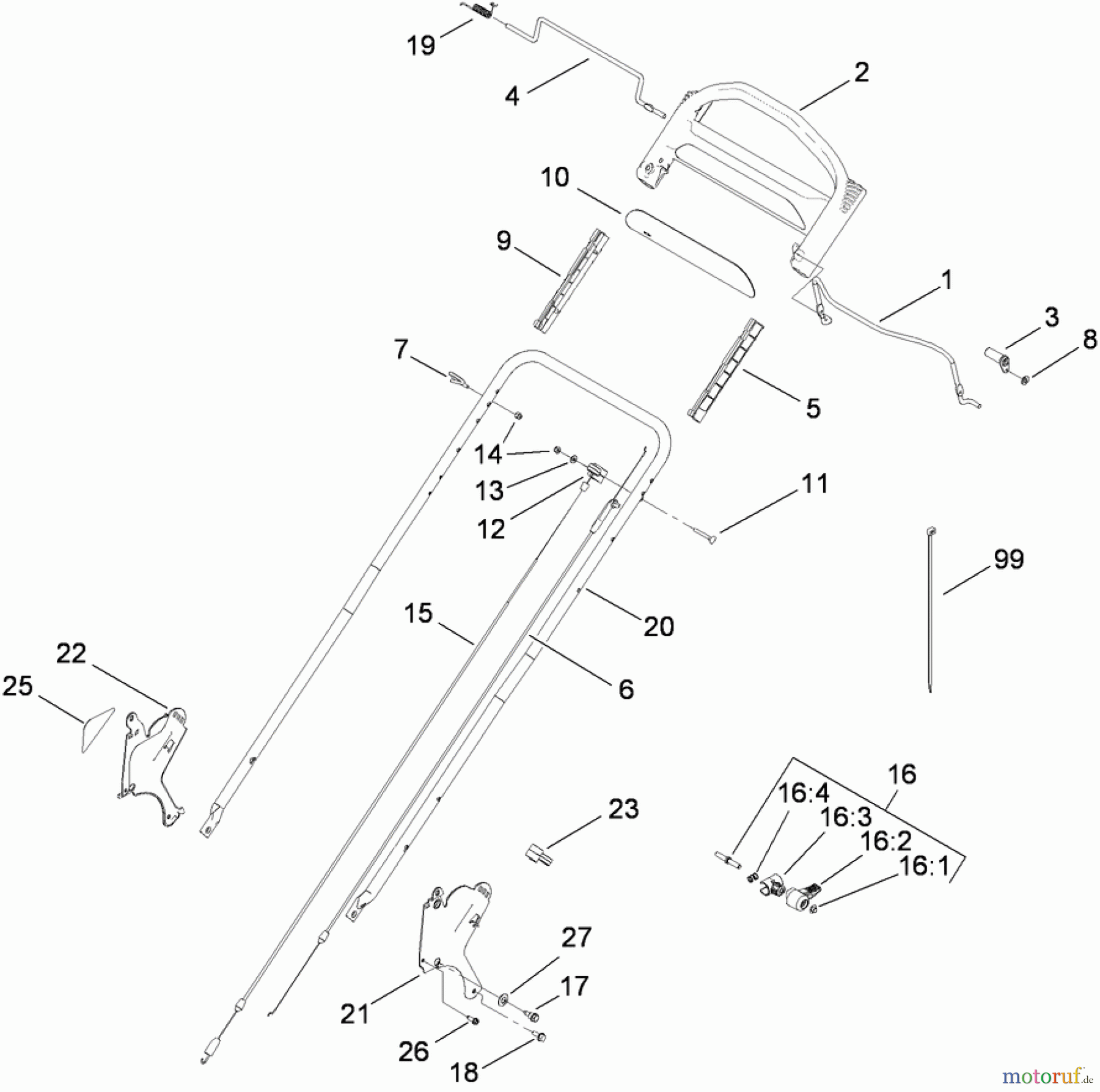 Toro Neu Mowers, Walk-Behind Seite 1 20099 - Toro Super Recycler Lawn Mower, 2009 (290000001-290999999) HANDLE AND CONTROL ASSEMBLY