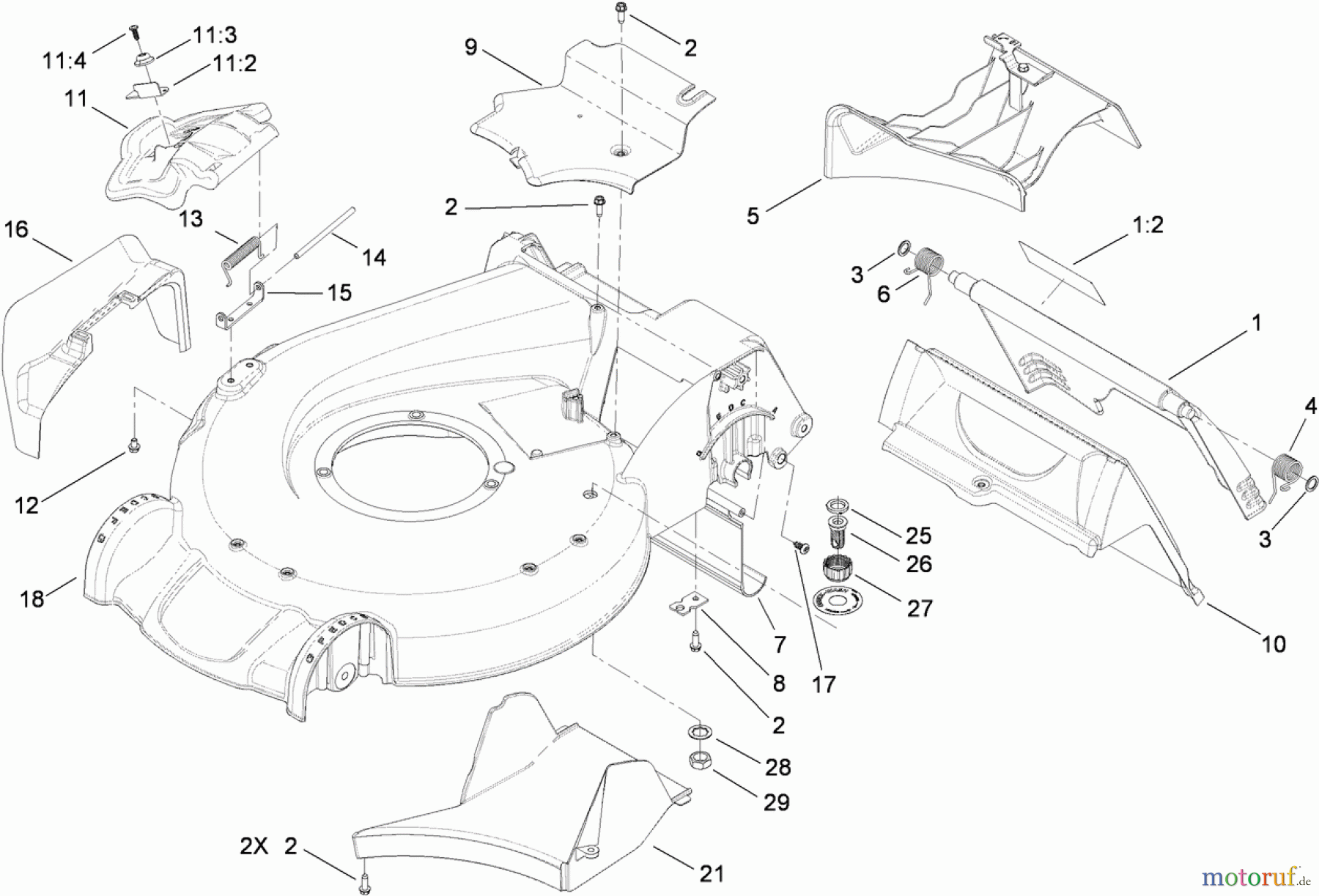 Toro Neu Mowers, Walk-Behind Seite 1 20099 - Toro Super Recycler Lawn Mower, 2009 (290000001-290999999) HOUSING ASSEMBLY