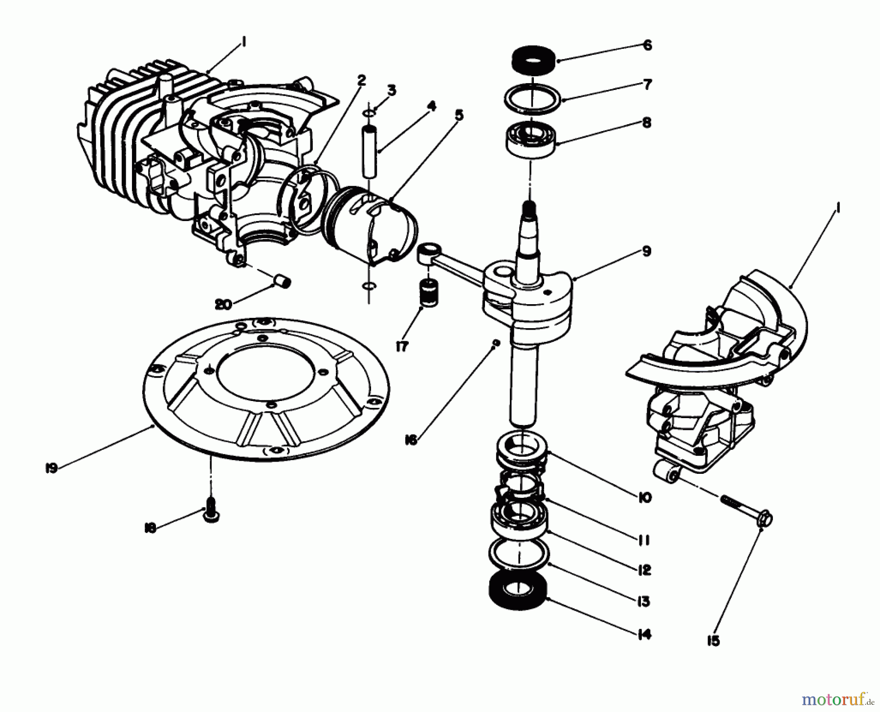 Toro Neu Mowers, Walk-Behind Seite 1 20106 - Toro Lawnmower, 1991 (1000001-1999999) CRANKSHAFT ASSEMBLY (ENGINE NO. 47PL0-2)