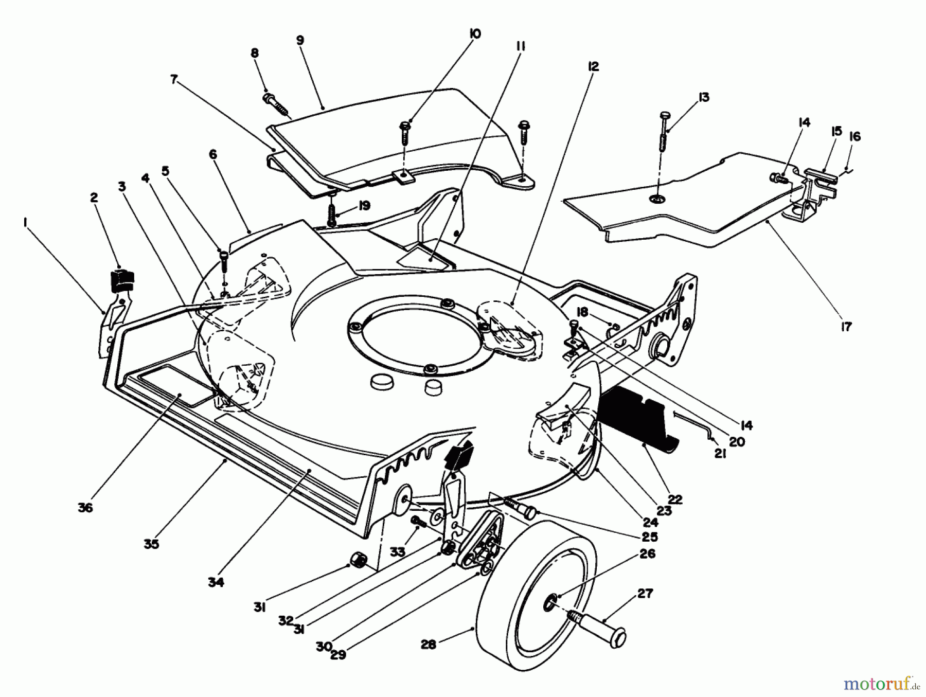  Toro Neu Mowers, Walk-Behind Seite 1 20106 - Toro Lawnmower, 1991 (1000001-1999999) HOUSING ASSEMBLY