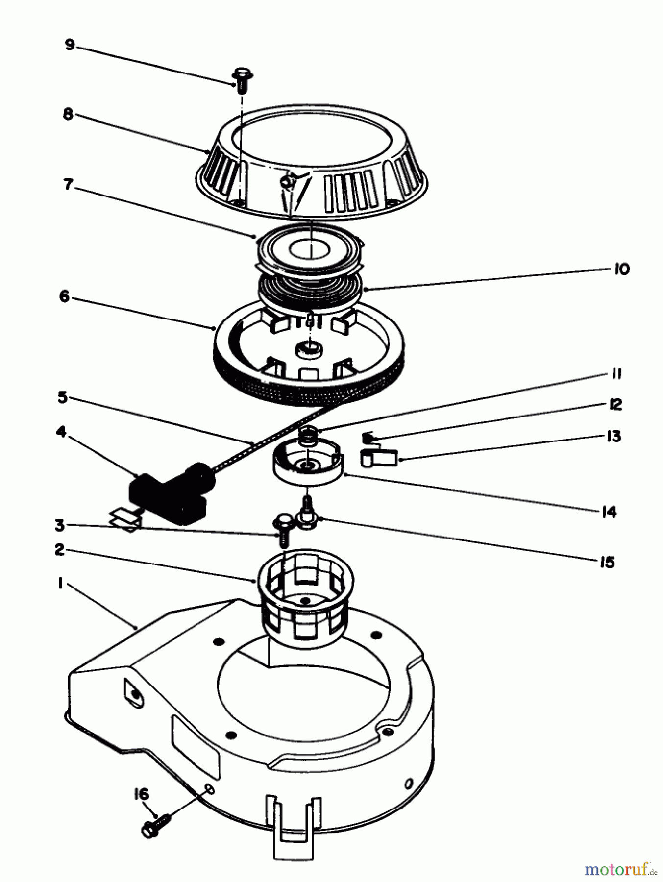 Toro Neu Mowers, Walk-Behind Seite 1 20106 - Toro Lawnmower, 1991 (1000001-1999999) RECOIL ASSEMBLY (ENGINE MODEL NO. 47PL0-2)