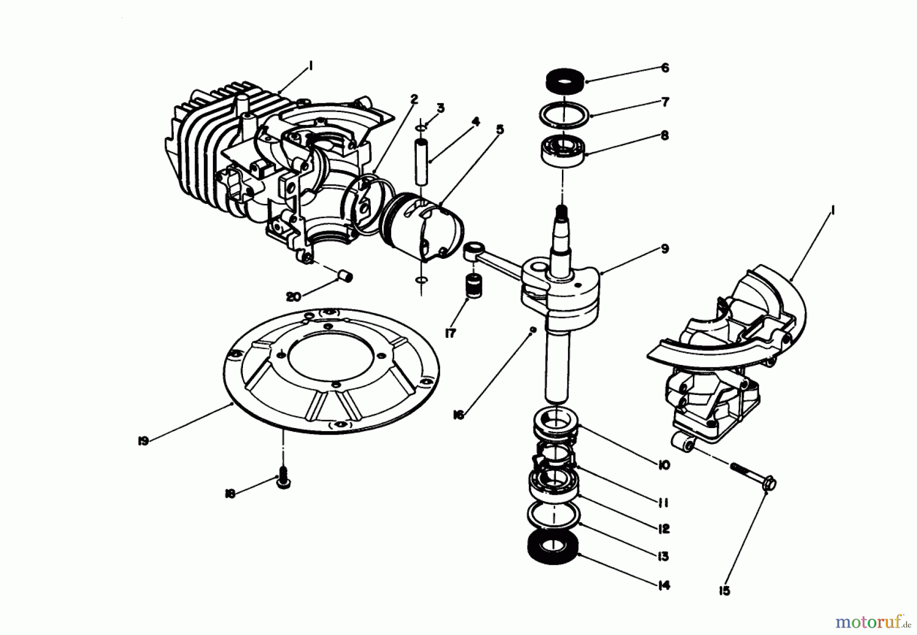 Toro Neu Mowers, Walk-Behind Seite 1 20106 - Toro Lawnmower, 1992 (2000001-2999999) CRANKSHAFT ASSEMBLY (ENGINE NO. 47PM1-2)