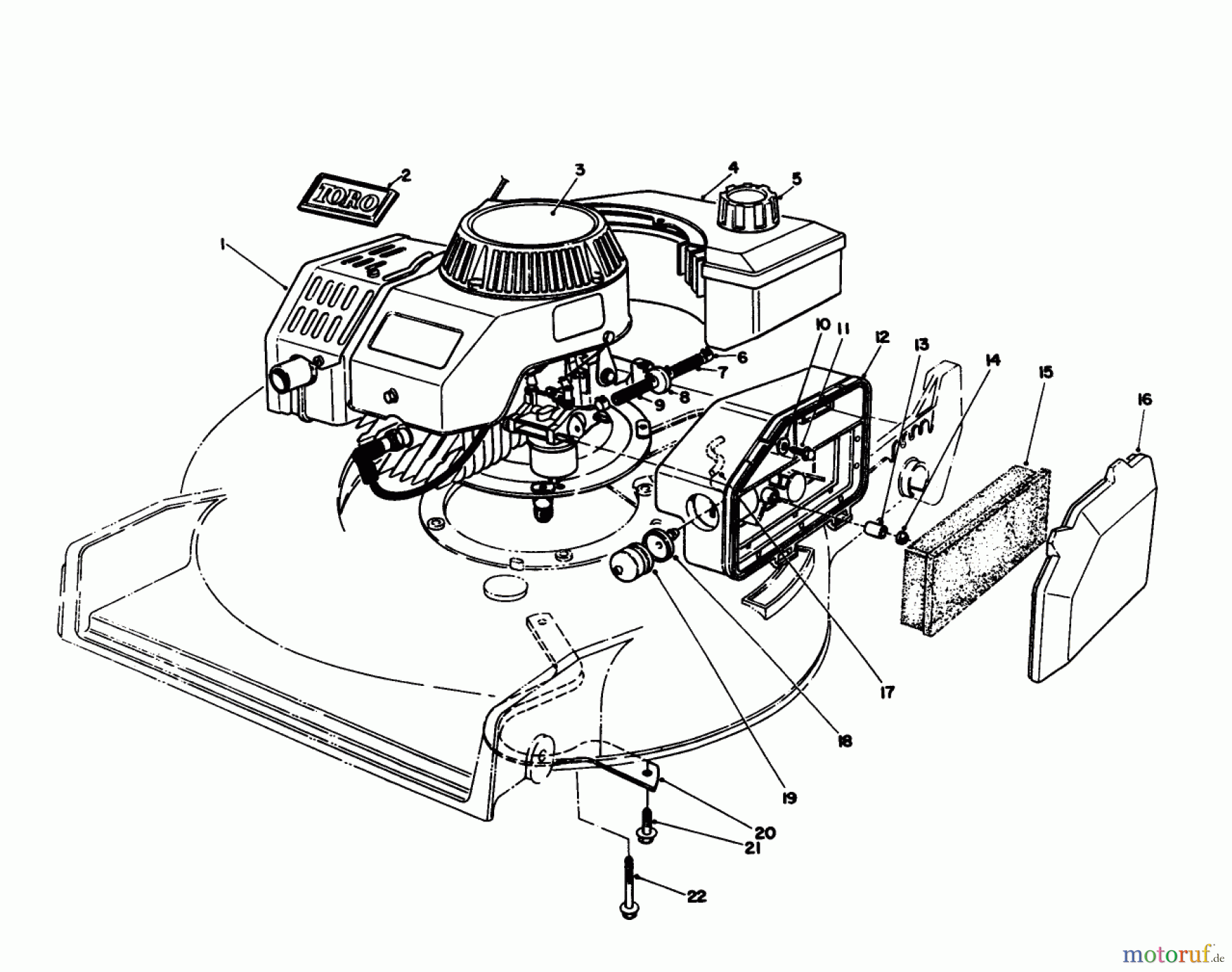 Toro Neu Mowers, Walk-Behind Seite 1 20106 - Toro Lawnmower, 1992 (2000001-2999999) ENGINE ASSEMBLY