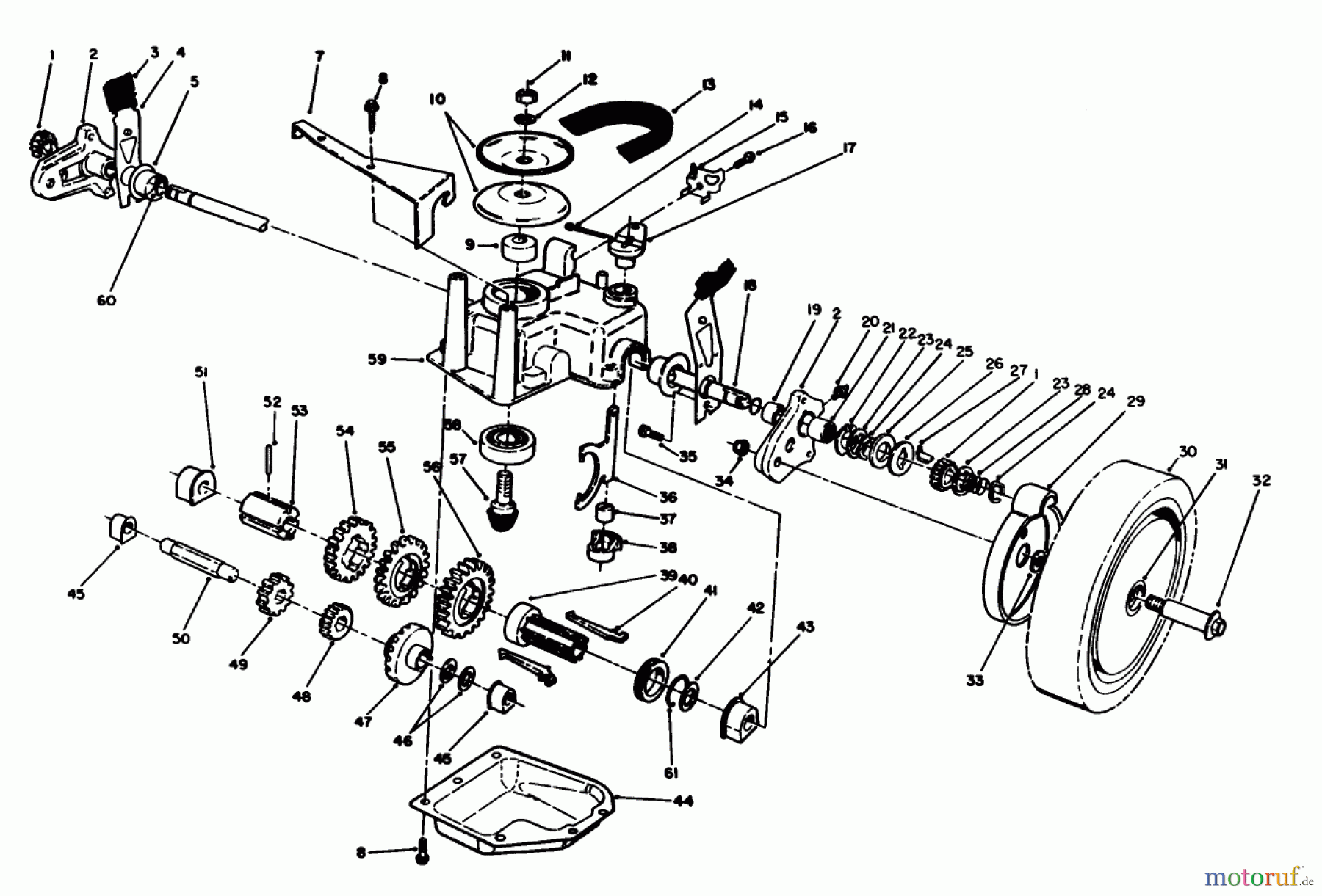  Toro Neu Mowers, Walk-Behind Seite 1 20107 - Toro Lawnmower, 1991 (1000001-1999999) GEAR CASE ASSEMBLY