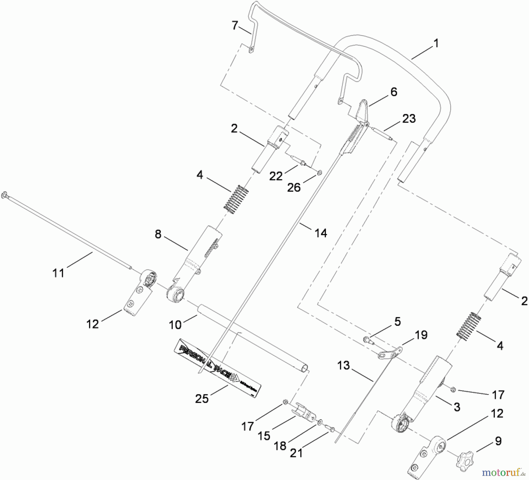Toro Neu Mowers, Walk-Behind Seite 1 20192 - Toro Super Bagger Lawn Mower, 2009 (290000001-290999999) UPPER HANDLE ASSEMBLY