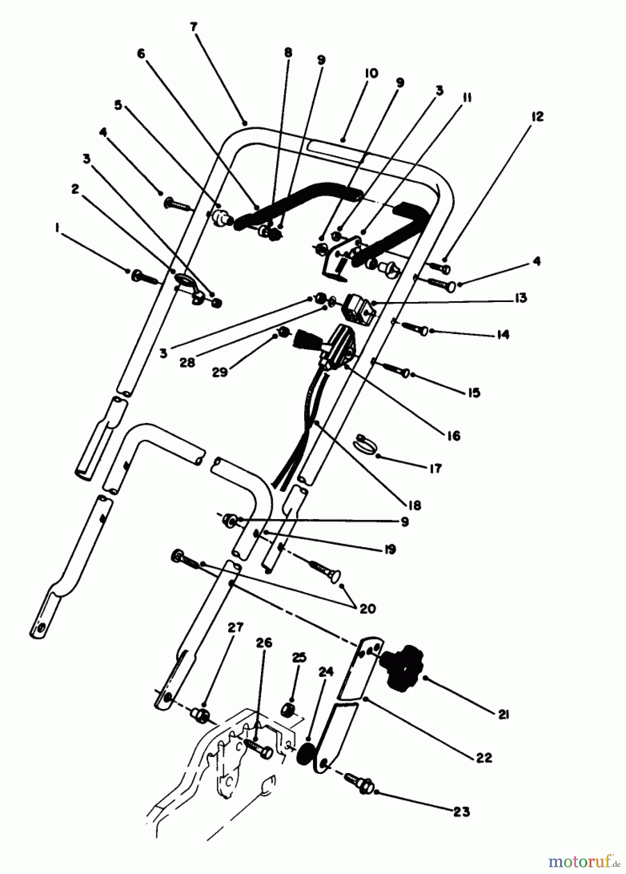Toro Neu Mowers, Walk-Behind Seite 1 20212 - Toro Lawnmower, 1991 (1000001-1999999) HANDLE & THROTTLE CONTROL ASSEMBLY