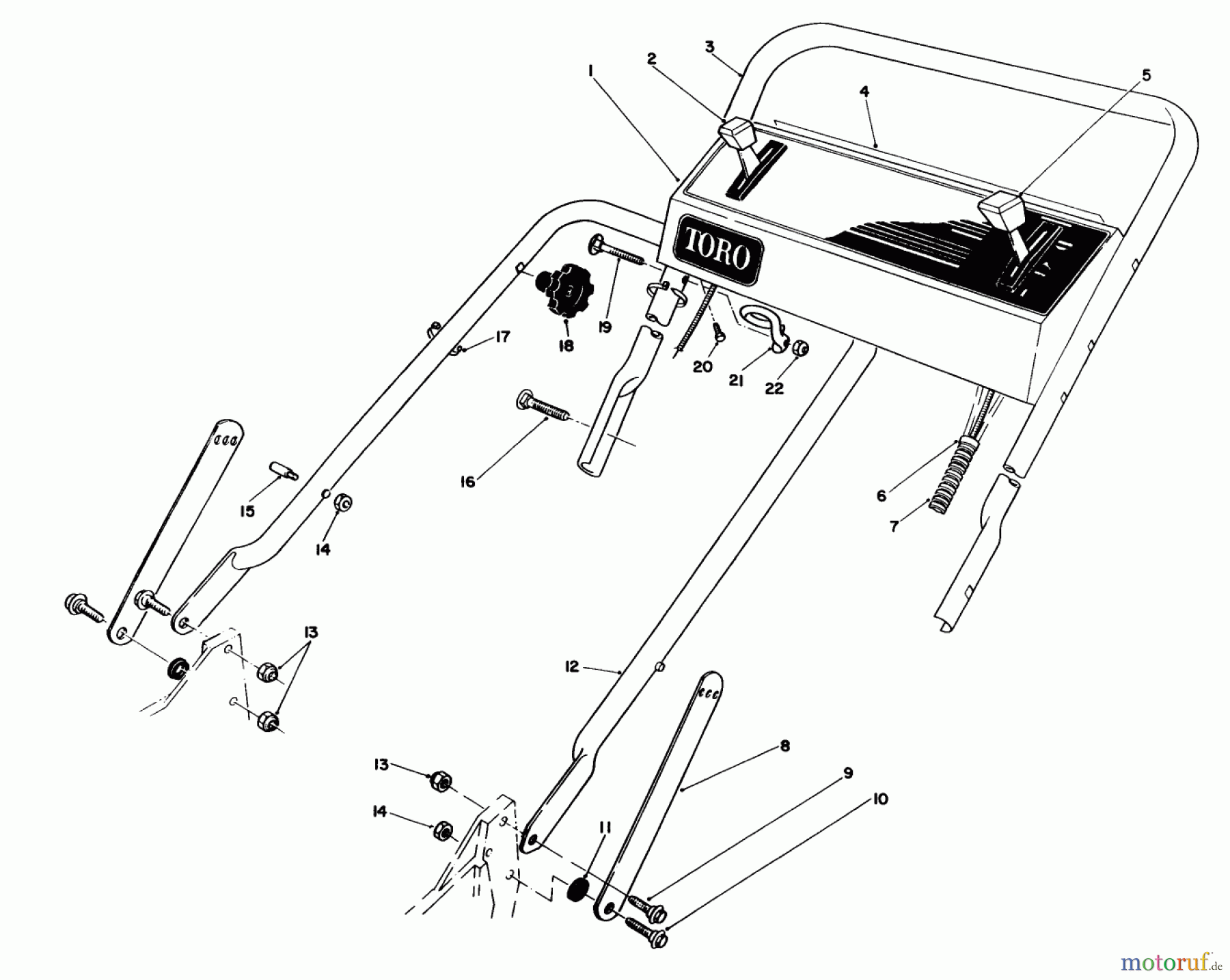 Toro Neu Mowers, Walk-Behind Seite 1 20216 - Toro Lawnmower, 1991 (1000001-1999999) HANDLE ASSEMBLY