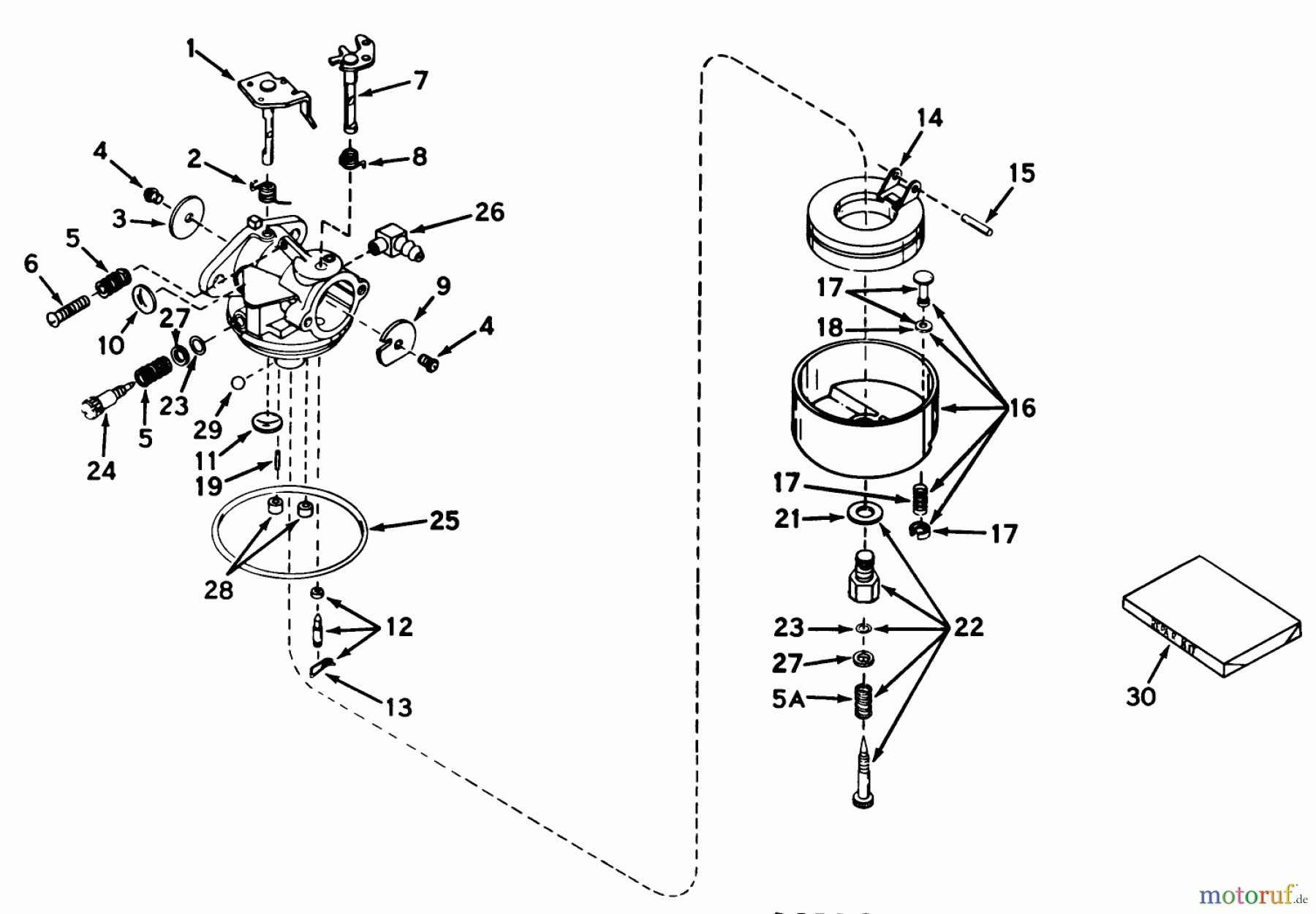 Toro Neu Mowers, Walk-Behind Seite 1 20555 - Toro Lawnmower, 1970 (0000001-0999999) CARBURETOR NO. 631585