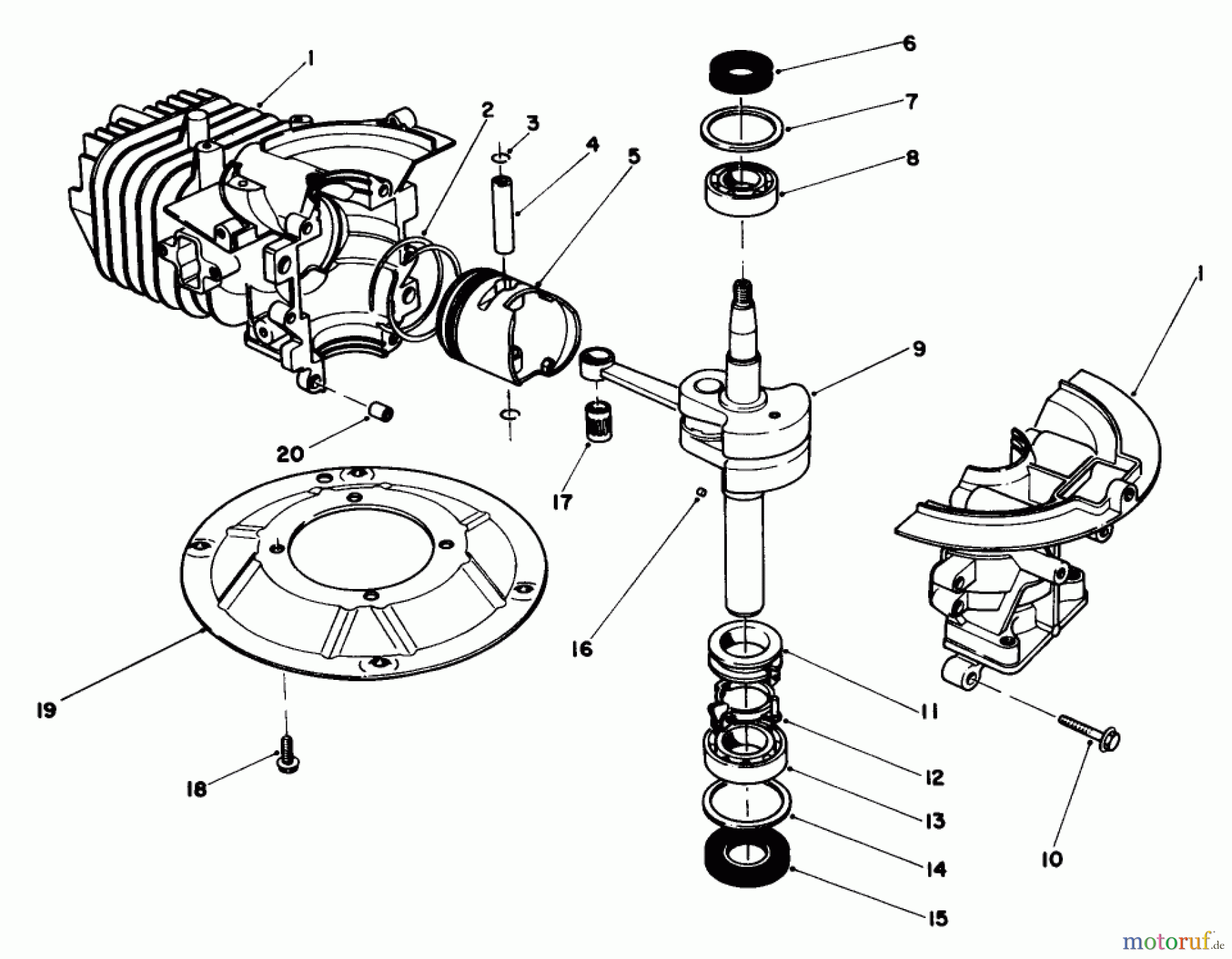 Toro Neu Mowers, Walk-Behind Seite 1 20321 - Toro Lawnmower, 1992 (2000001-2999999) CRANK SHAFT ASSEMBLY (MODEL NO. 47PM1-1)