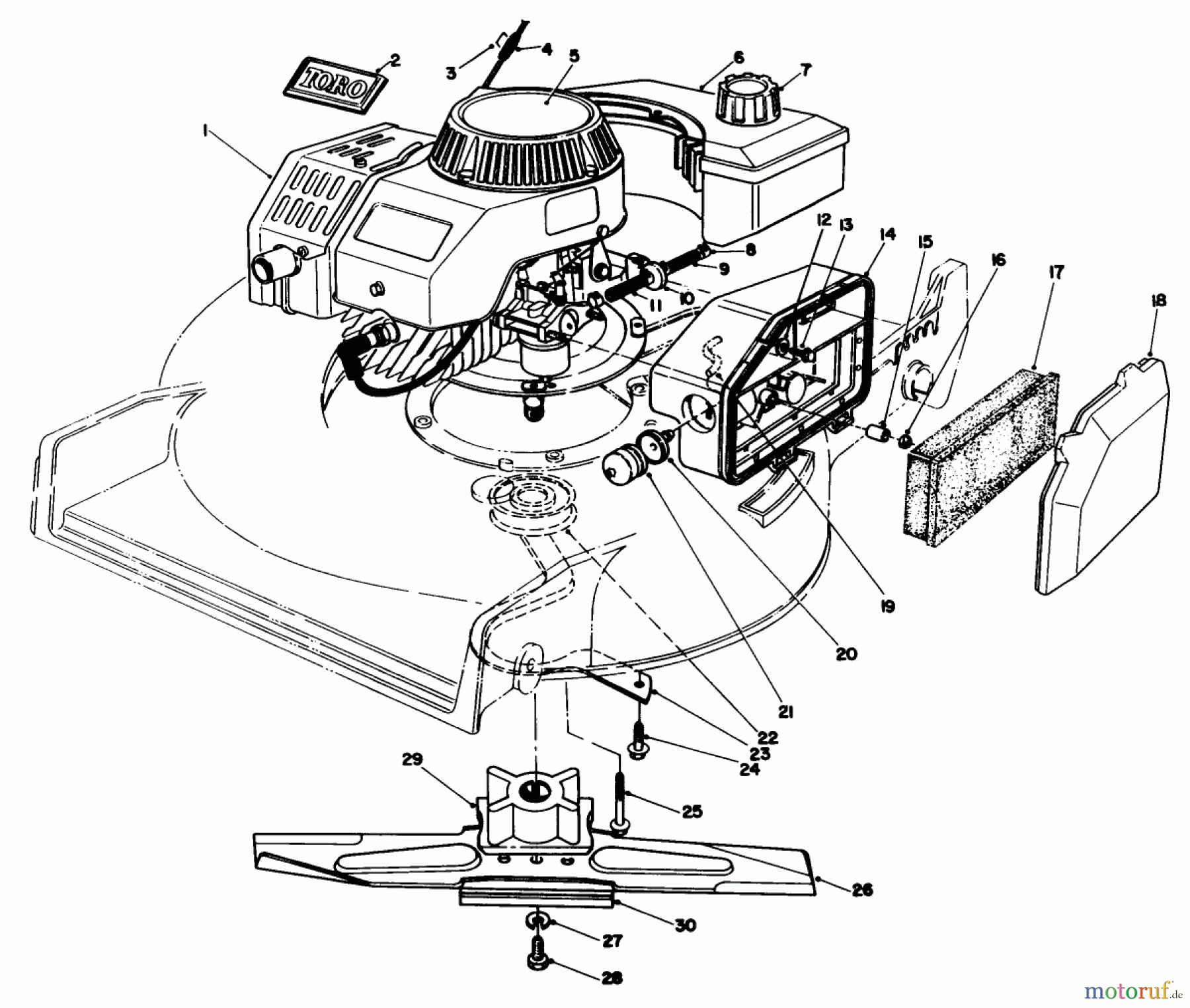 Toro Neu Mowers, Walk-Behind Seite 1 20321 - Toro Lawnmower, 1992 (2000001-2999999) ENGINE ASSEMBLY