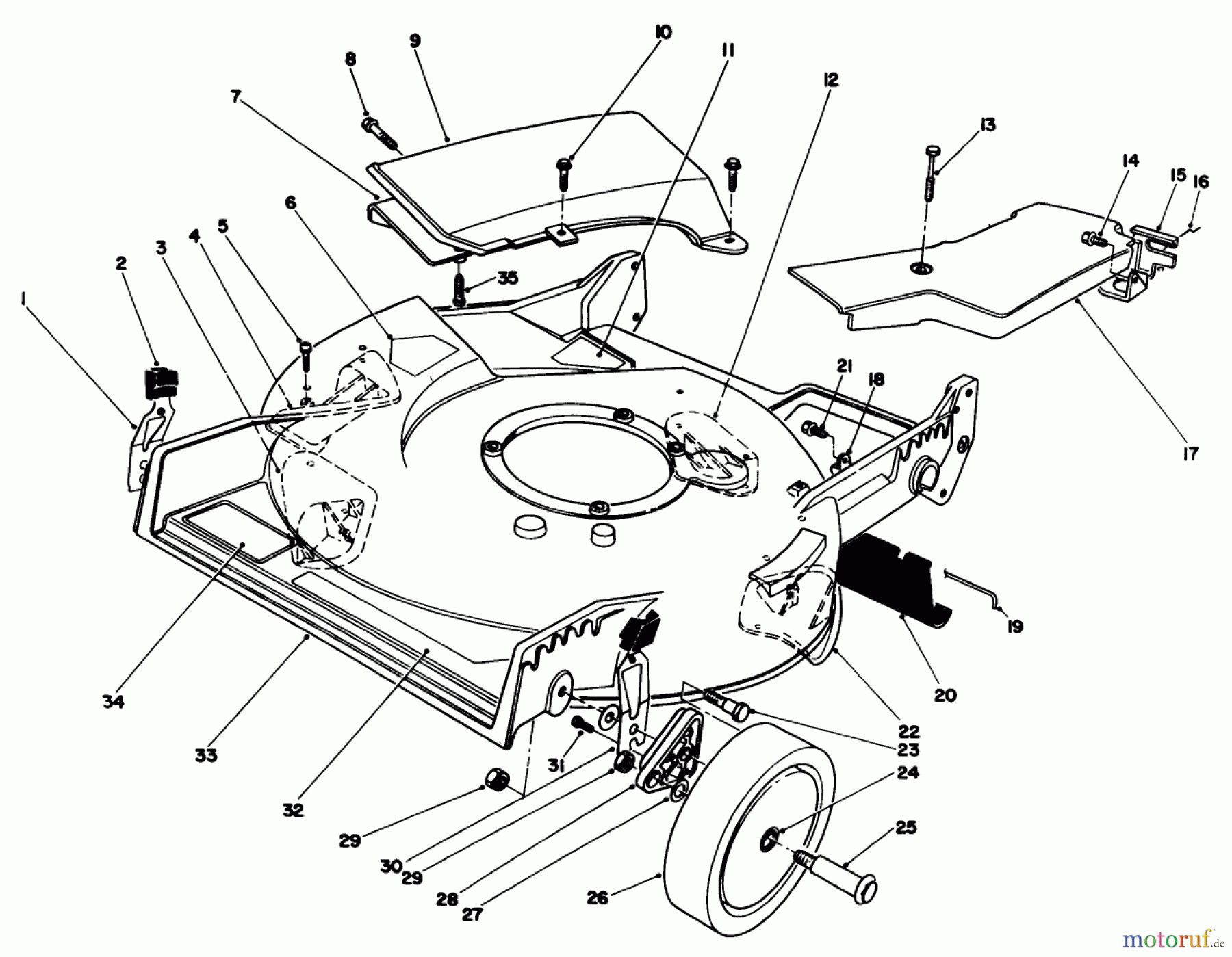 Toro Neu Mowers, Walk-Behind Seite 1 20321 - Toro Lawnmower, 1992 (2000001-2999999) HOUSING ASSEMBLY