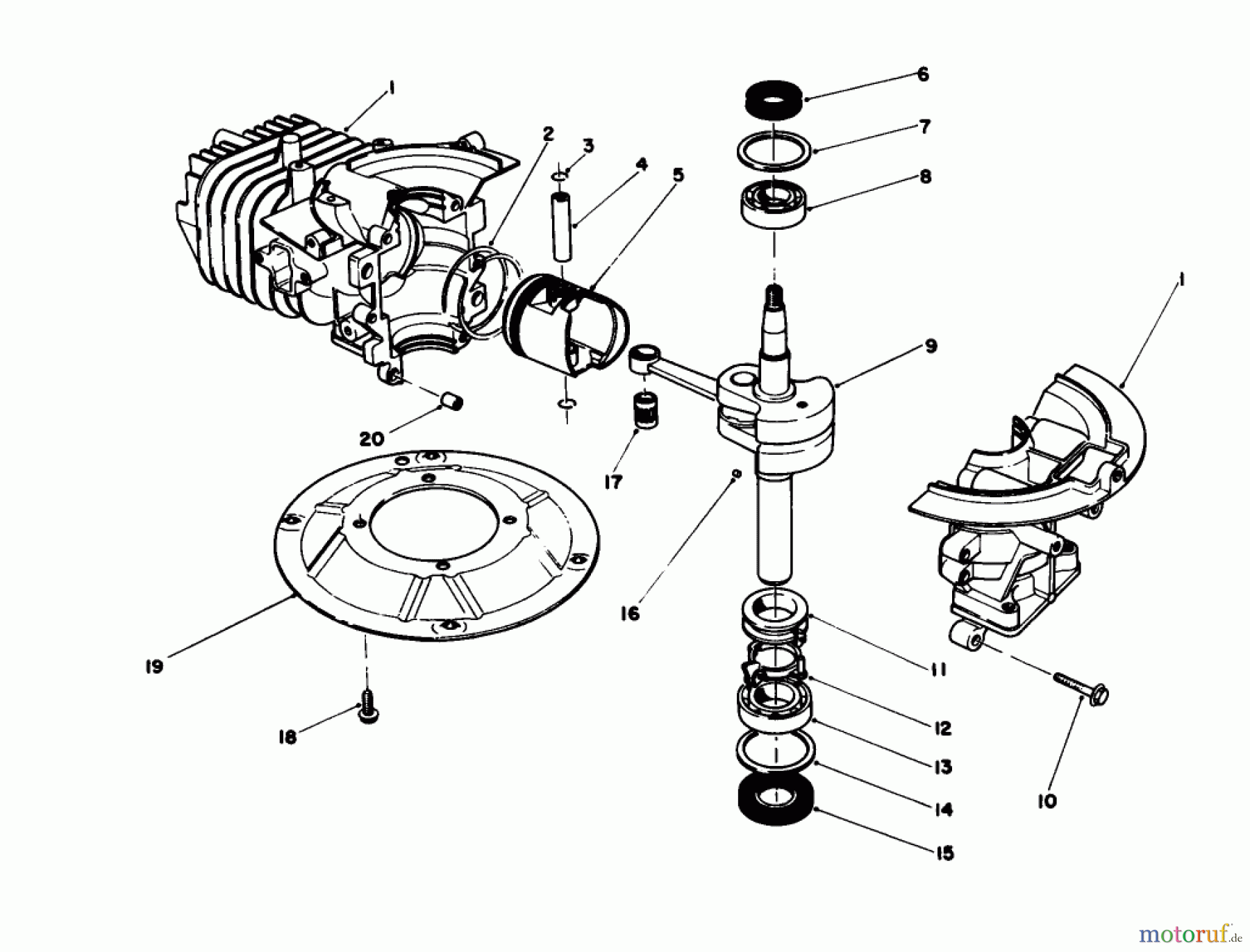 Toro Neu Mowers, Walk-Behind Seite 1 20329 - Toro Lawnmower, 1992 (2000001-2999999) CRANK SHAFT ASSEMBLY (ENGINE MODEL NO. 47PM1-1)(SERIAL NO. 2005001 & UP)