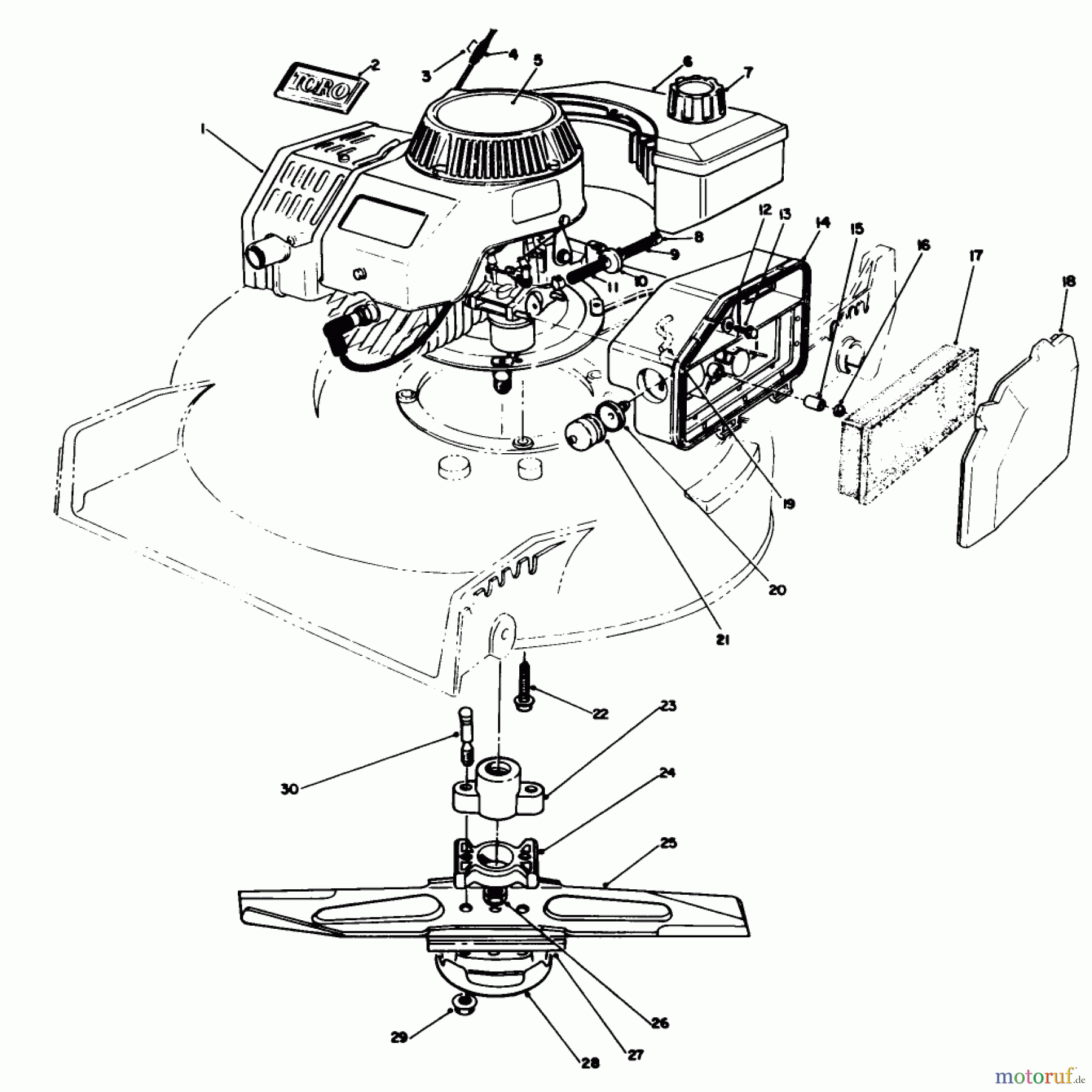 Toro Neu Mowers, Walk-Behind Seite 1 20329 - Toro Lawnmower, 1992 (2000001-2999999) ENGINE ASSEMBLY (SERIAL NO. 2000001-2005000)