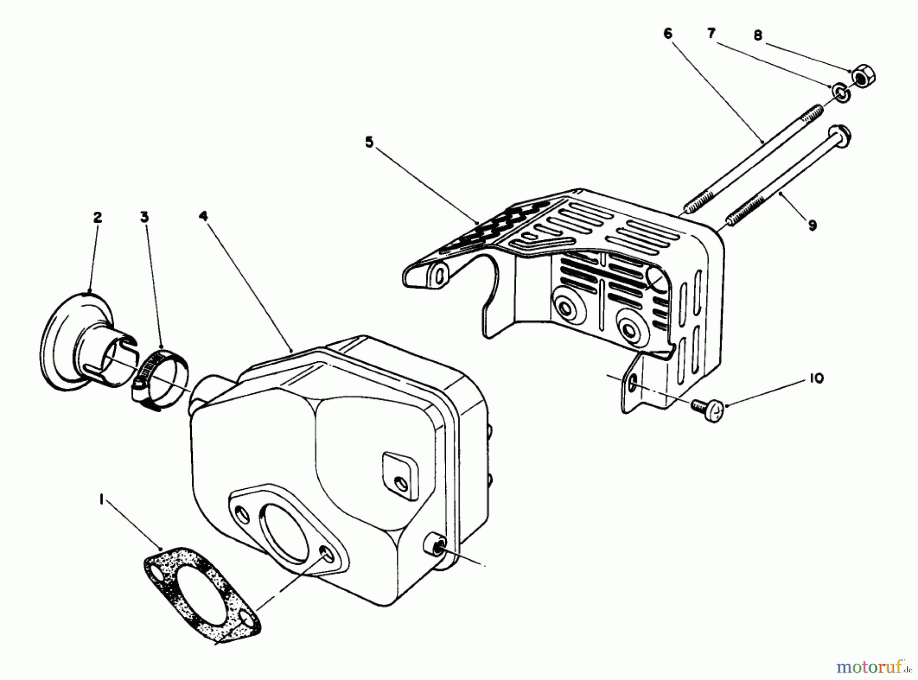 Toro Neu Mowers, Walk-Behind Seite 1 20329 - Toro Lawnmower, 1992 (2000001-2999999) MUFFLER ASSEMBLY (ENGINE MODEL NO. 47PM1-2)(SERIAL NO. 2000001-2005000)