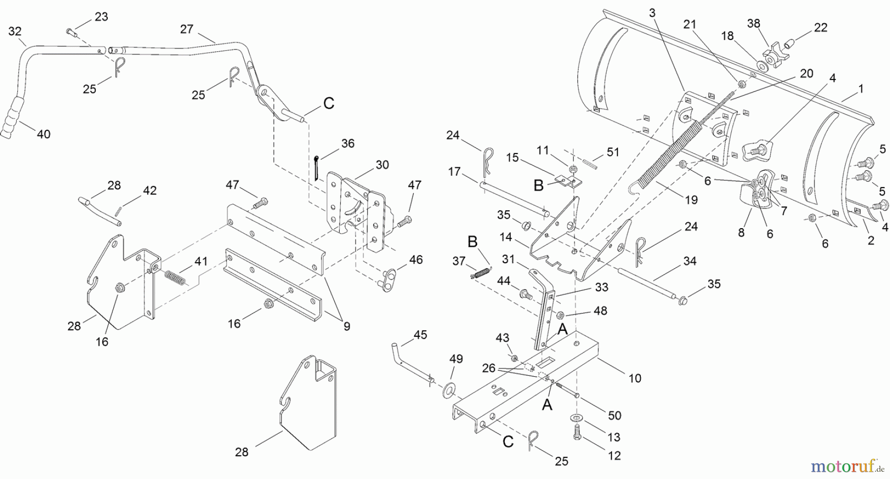 Toro Neu Accessories, Snow OEM-190-833 - Toro 46in Front Blade, 2011 (1-1) 46 INCH FRONT BLADE ASSEMBLY
