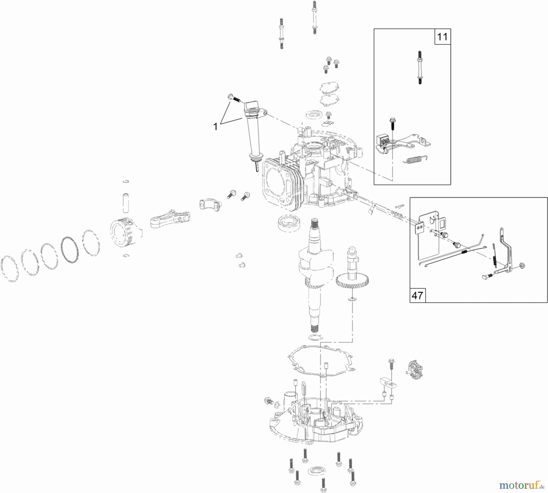 Toro Neu Mowers, Walk-Behind Seite 1 20383 - Toro Super Recycler Lawn Mower, 2012 (SN 312000001-312999999) ENGINE ASSEMBLY NO. 2