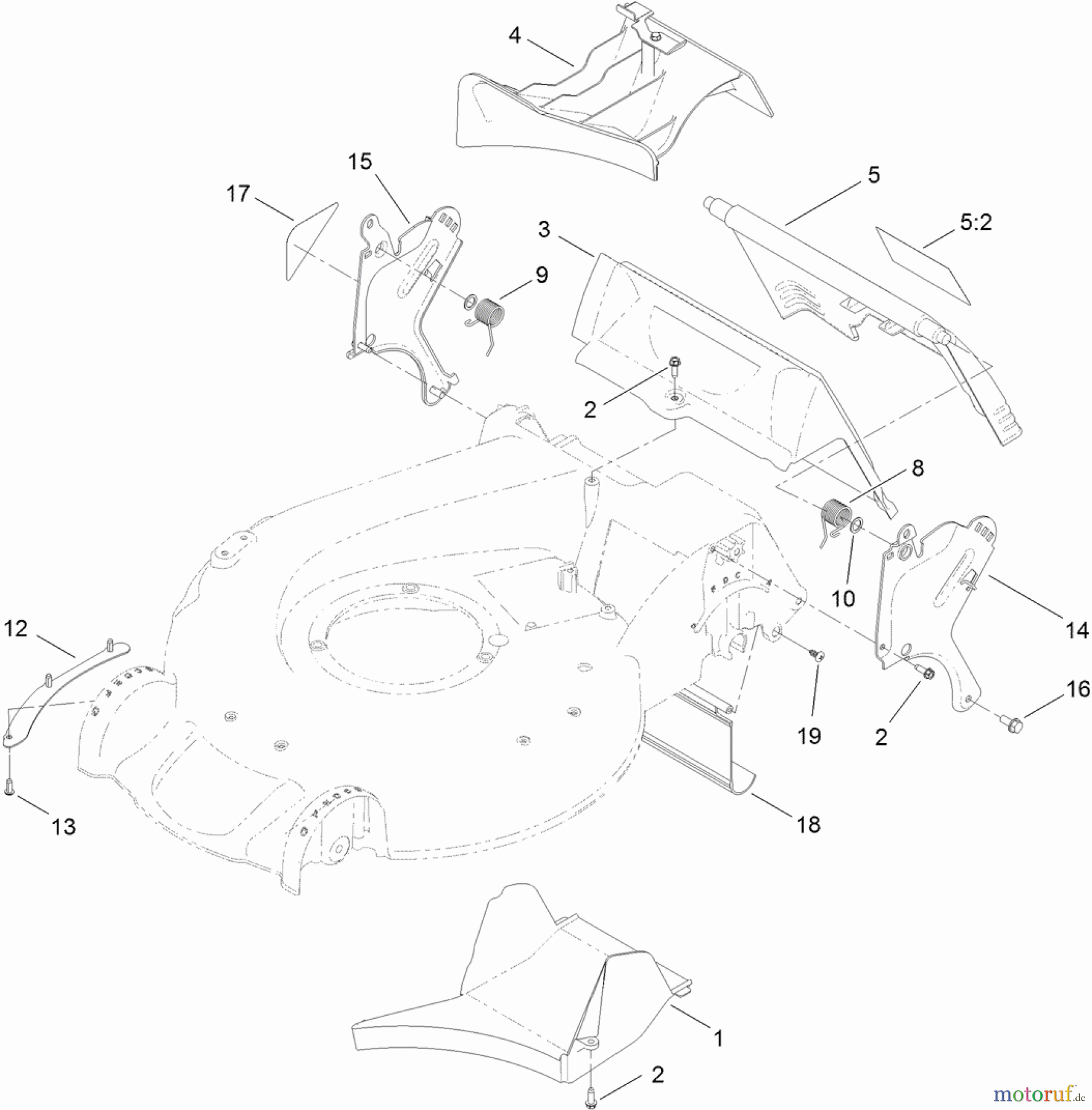 Toro Neu Mowers, Walk-Behind Seite 1 20383 - Toro Super Recycler Lawn Mower, 2012 (SN 312000001-312999999) REAR DOOR AND MULCH PLUG ASSEMBLY