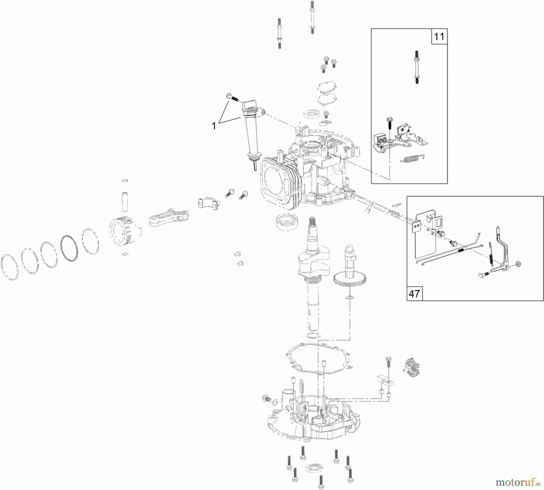 Toro Neu Mowers, Walk-Behind Seite 1 20384 - Toro Super Recycler Lawn Mower, 2012 (SN 312000001-312999999) NO. 2 ENGINE ASSEMBLY NO. 121-2052
