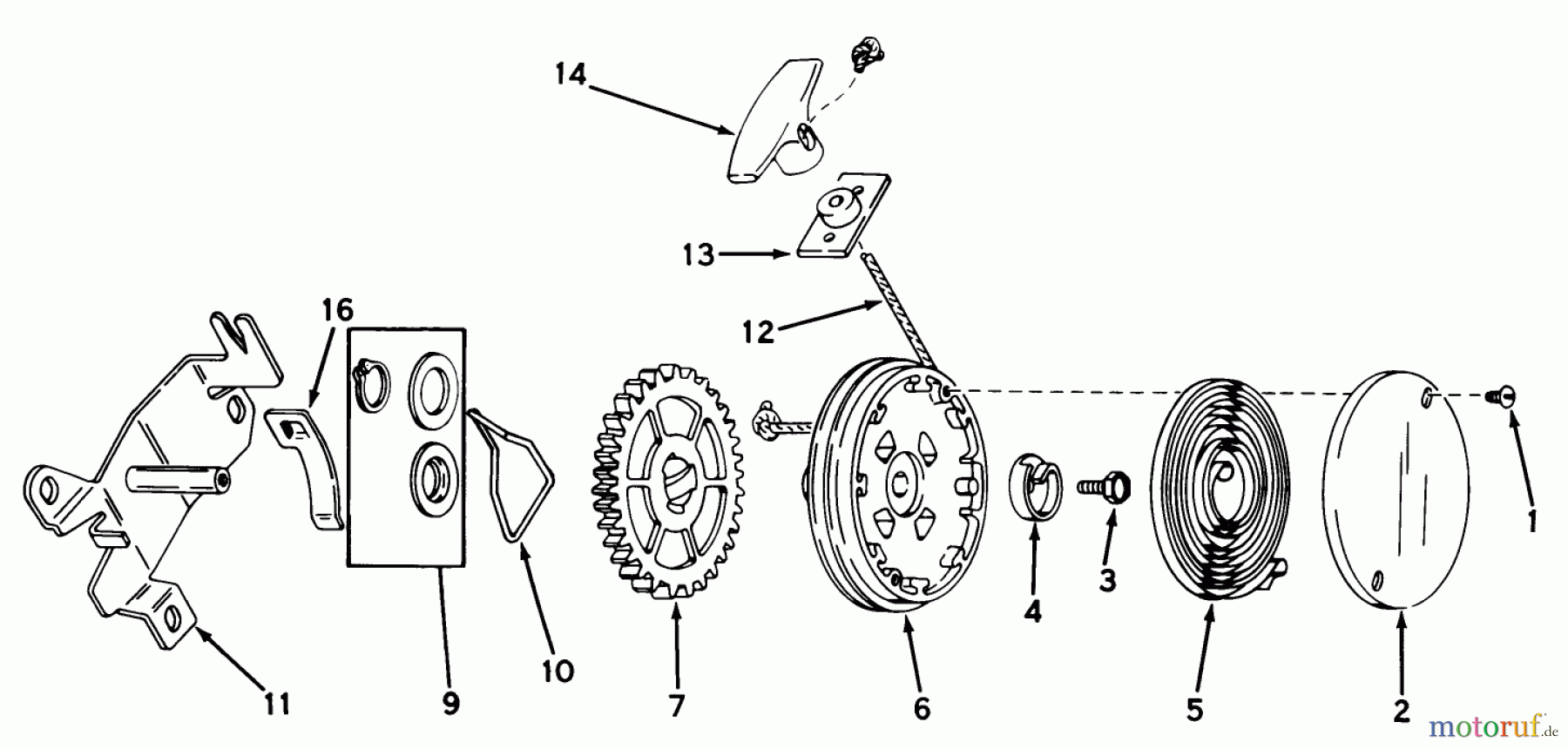 Toro Neu Mowers, Walk-Behind Seite 1 20403 - Toro Lawnmower, 1977 (7000001-7999999) REWIND STARTER NO. 590450A