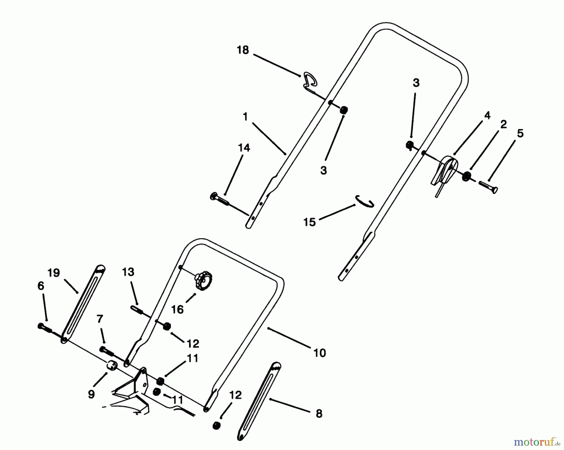 Toro Neu Mowers, Walk-Behind Seite 1 20434 - Toro Recycler II, 1994 (4900001-4999999) HANDLE ASSEMBLY