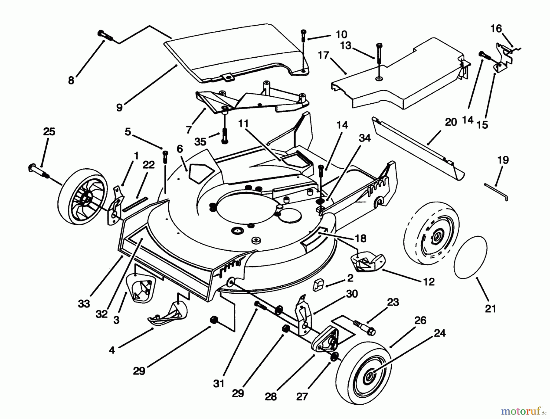 Toro Neu Mowers, Walk-Behind Seite 1 20438WF - Toro Lawnmower, 1993 (39000001-39999999) HOUSING ASSEMBLY