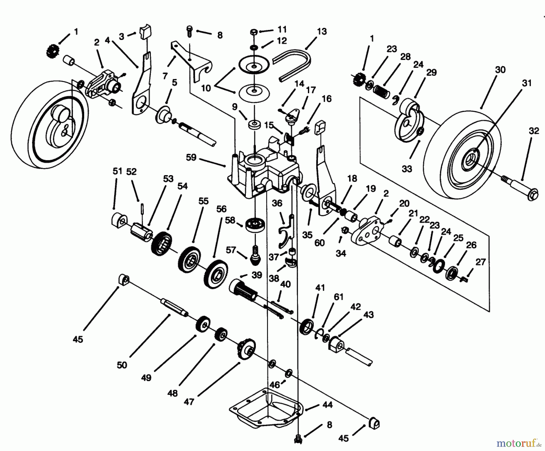 Toro Neu Mowers, Walk-Behind Seite 1 20439 - Toro Lawnmower, 1993 (39000001-39999999) GEAR CASE ASSEMBLY