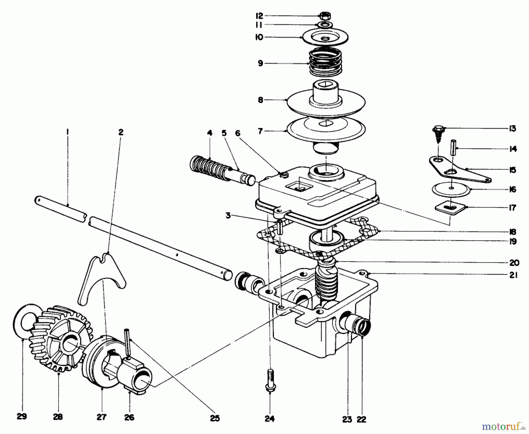 Toro Neu Mowers, Walk-Behind Seite 1 20660 - Toro Lawnmower, 1974 (4000001-4999999) GEAR CASE ASSEMBLY MODEL NOS. 20550 AND 20660