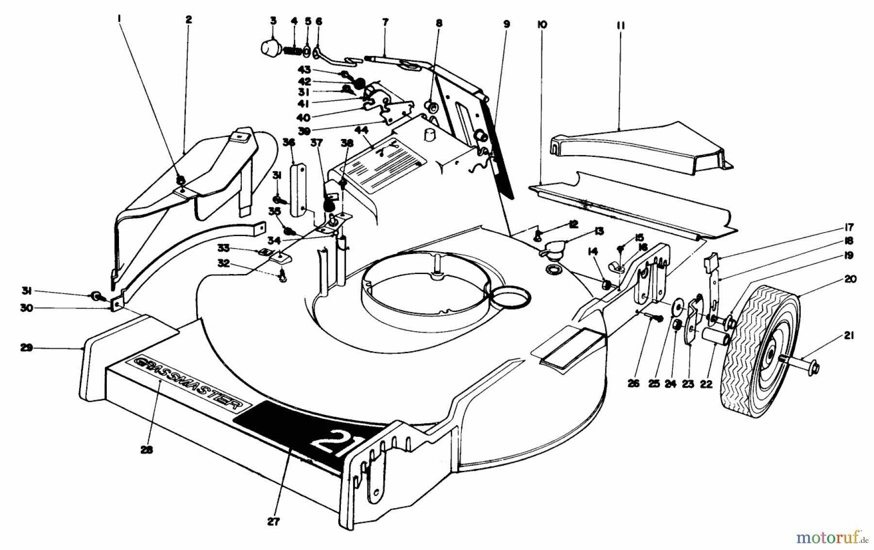 Toro Neu Mowers, Walk-Behind Seite 1 20550 - Toro Lawnmower, 1974 (4000001-4999999) HOUSING ASSEMBLY MODEL NO. 20440