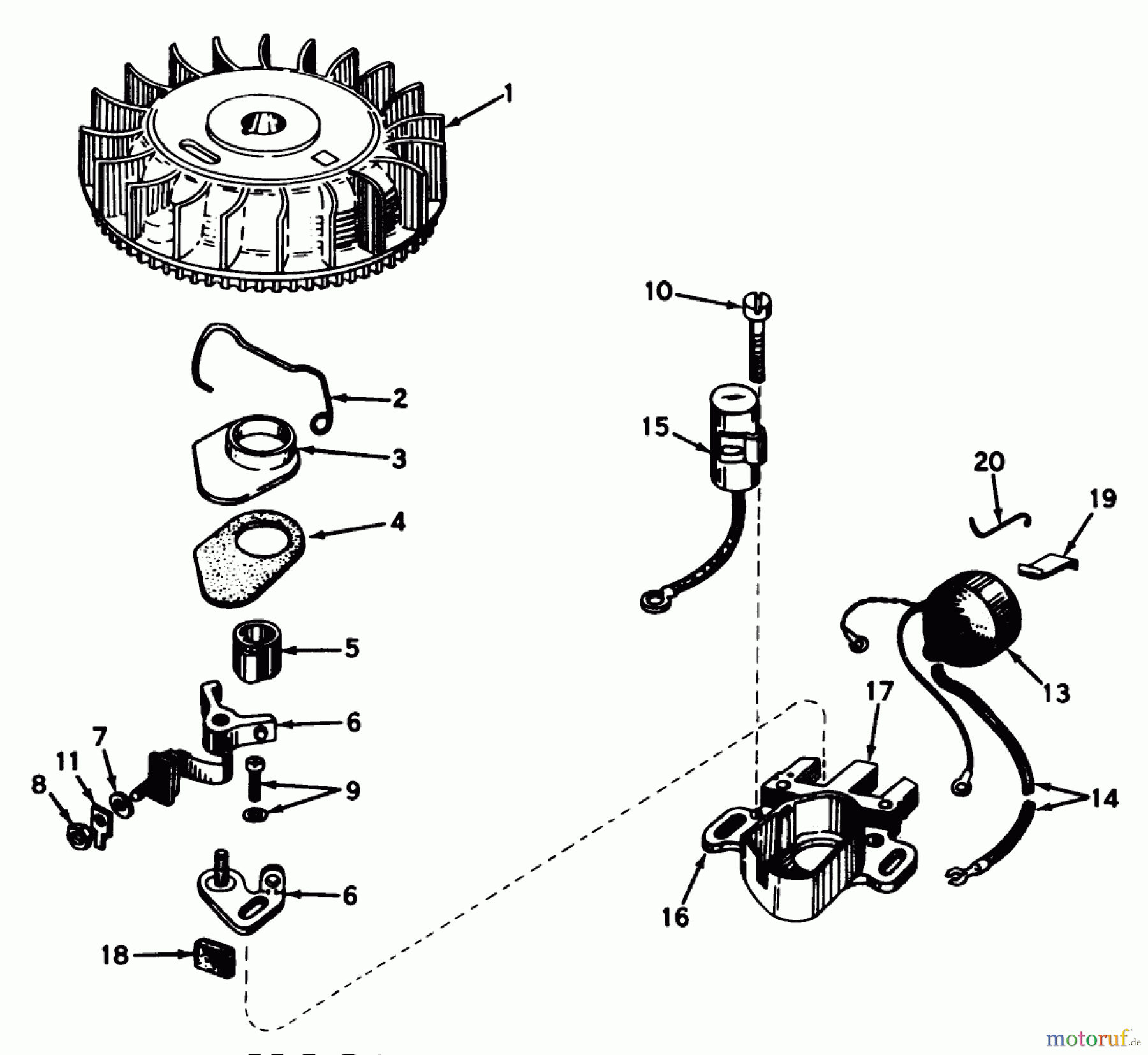 Toro Neu Mowers, Walk-Behind Seite 1 20660 - Toro Lawnmower, 1974 (4000001-4999999) MAGNETO NO. 610755 (MOWER MODEL NOS. 20440 AND 20550)