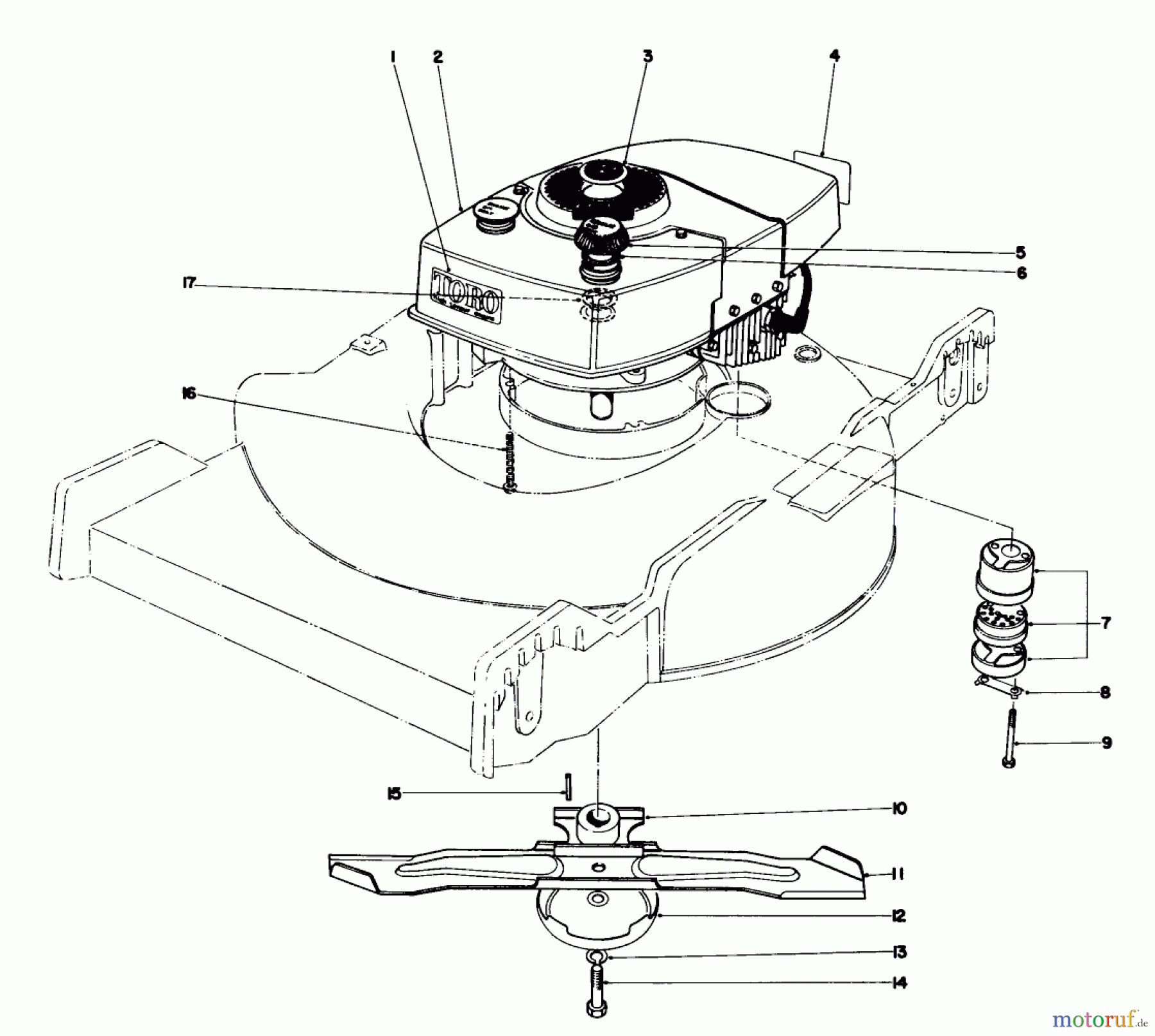 Toro Neu Mowers, Walk-Behind Seite 1 20440 - Toro Lawnmower, 1975 (5000001-5999999) ENGINE ASSEMBLY