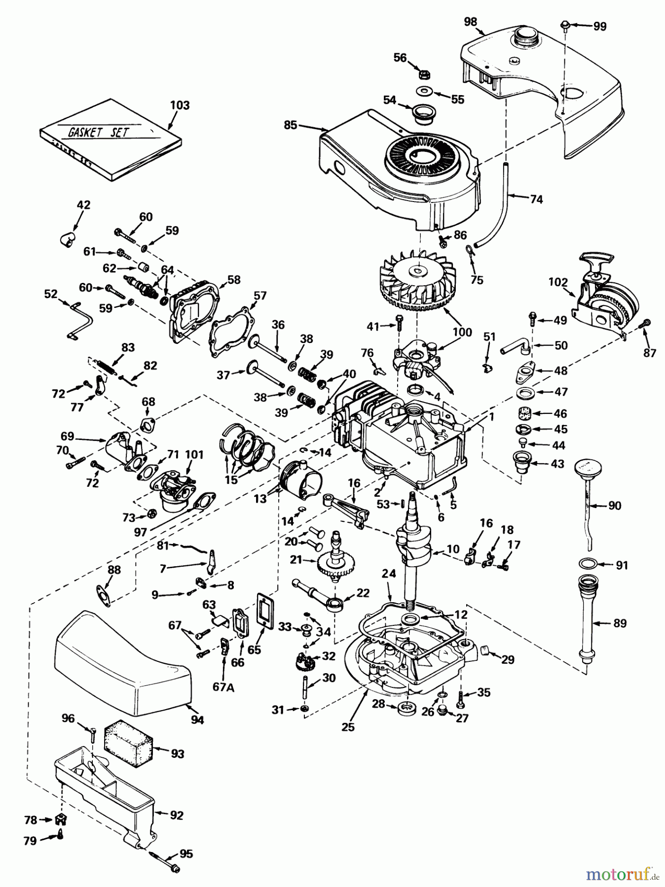 Toro Neu Mowers, Walk-Behind Seite 1 20440 - Toro Lawnmower, 1975 (5000001-5999999) ENGINE TECUMSEH MODEL NO. TNT 120-12002