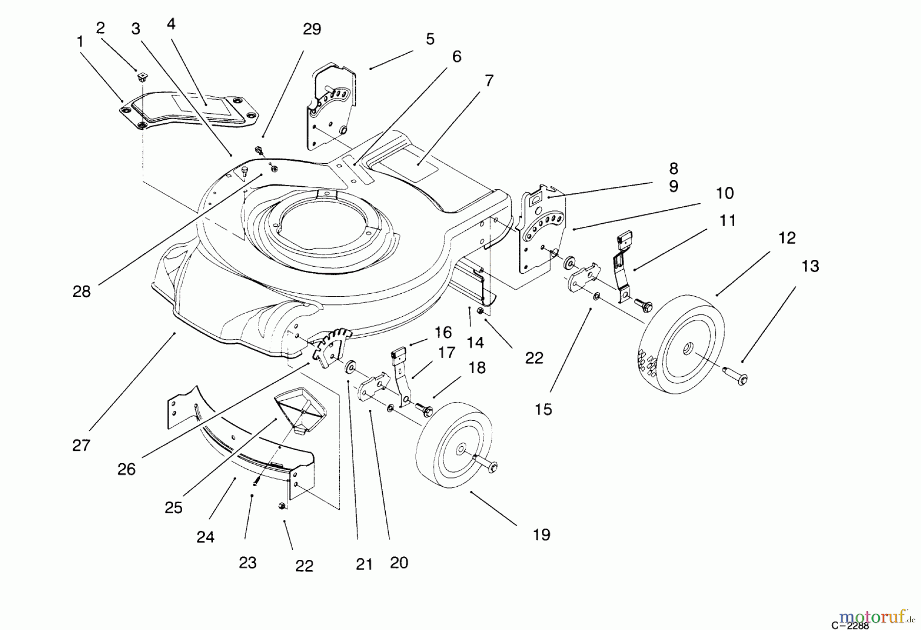 Toro Neu Mowers, Walk-Behind Seite 1 20443 - Toro Lawnmower, 1995 (5900001-5999999) HOUSING ASSEMBLY